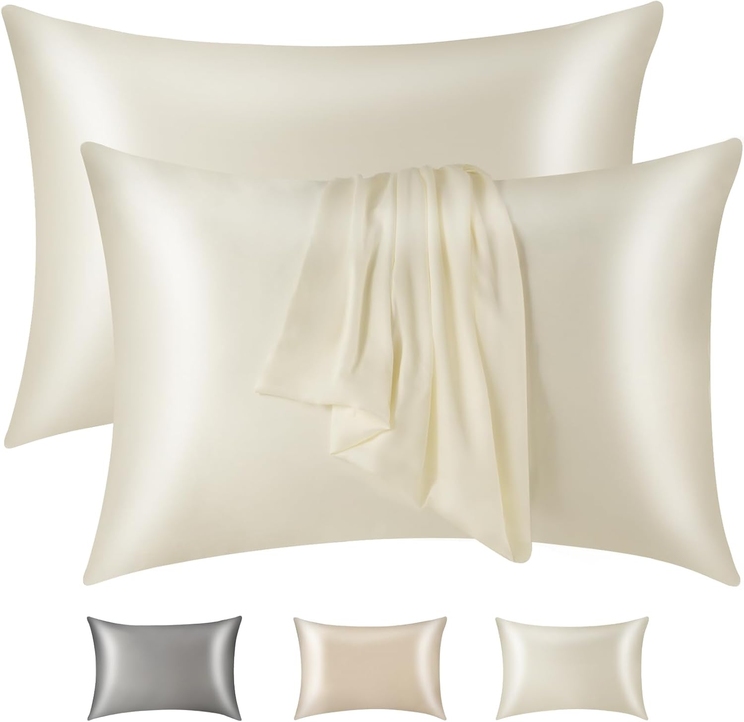 Mintorai Pure Silk Pillowcase Set of 2 - Soft, Smooth & Cooling, Luxury Silk Pillow Cover with Envelope Closure for Hair & Skin Care