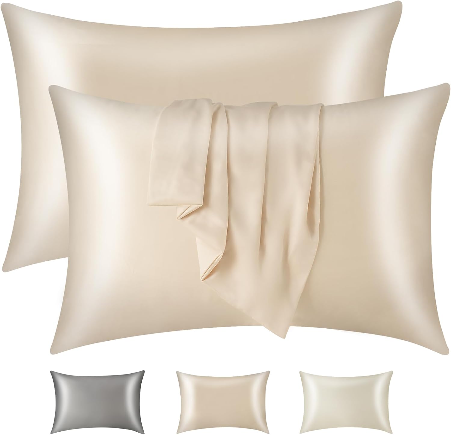 Mintorai Pure Silk Pillowcase Set of 2 - Soft, Smooth & Cooling, Luxury Silk Pillow Cover with Envelope Closure for Hair & Skin Care