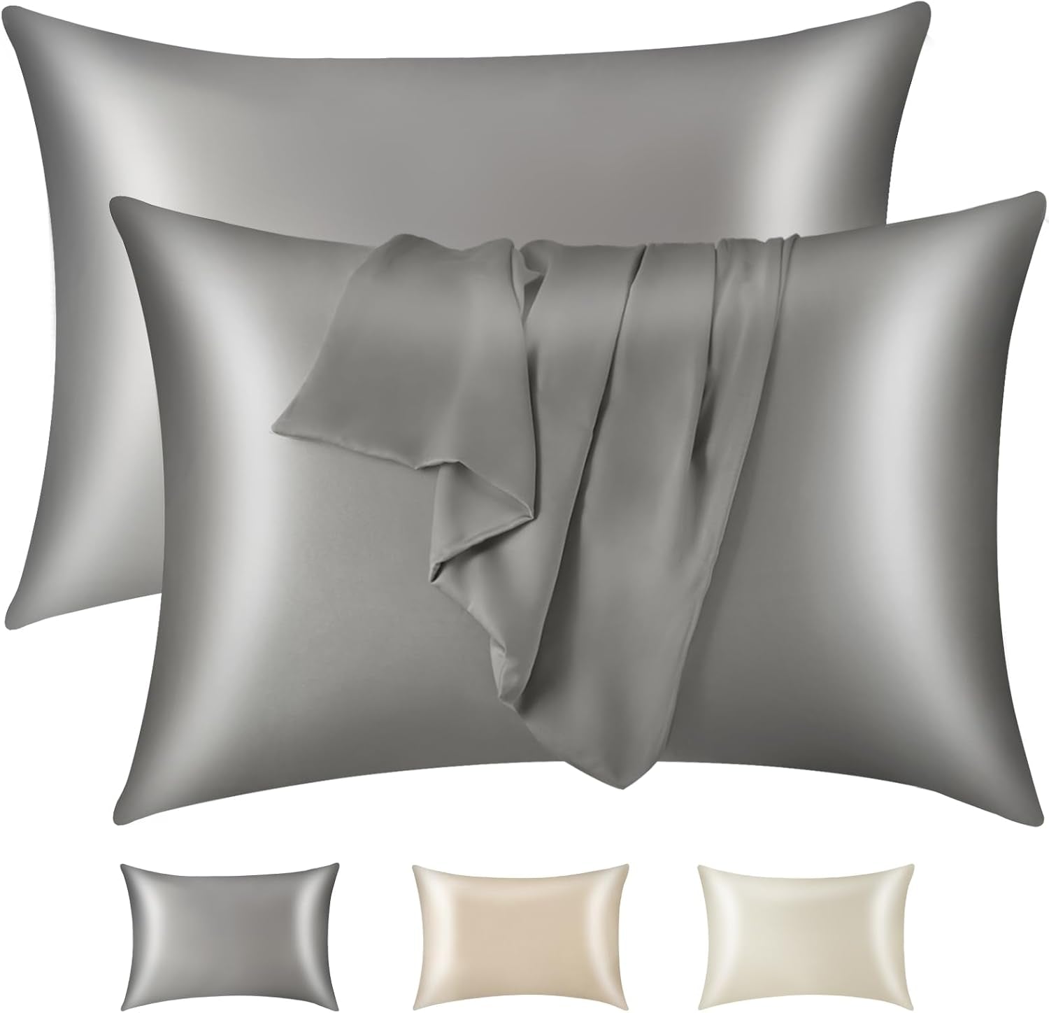 Mintorai Pure Silk Pillowcase Set of 2 - Soft, Smooth & Cooling, Luxury Silk Pillow Cover with Envelope Closure for Hair & Skin Care