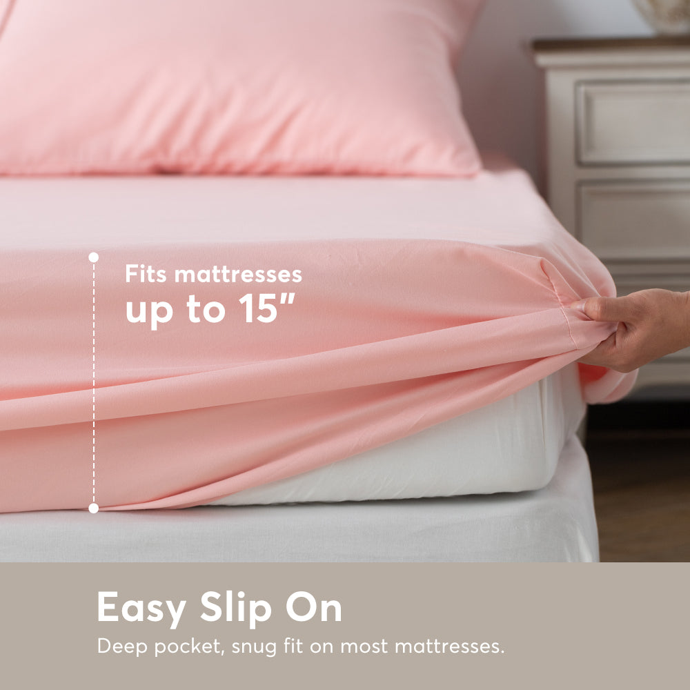 Mintorai All Season Deep Pocket Fitted Sheet Set with Pillowcases, Room Decor, Graduation Gifts