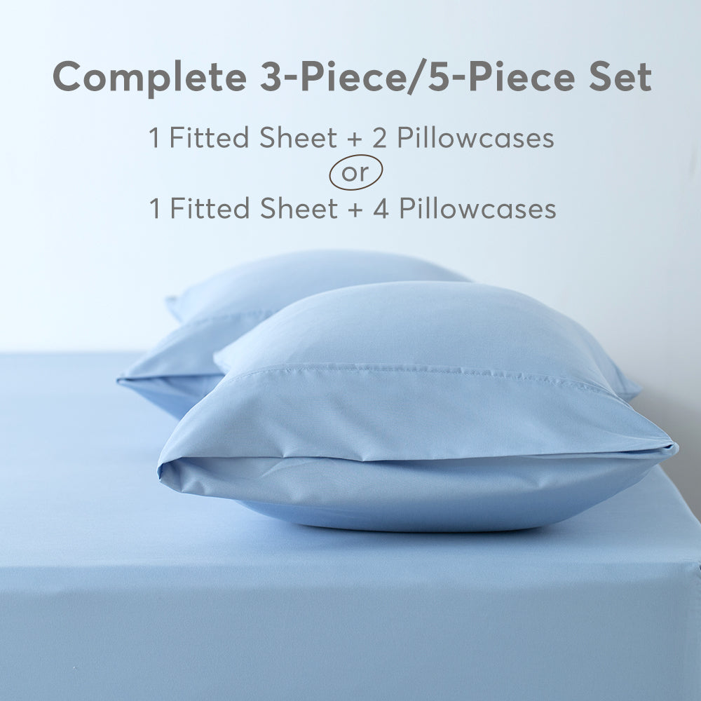 Mintorai All Season Deep Pocket Fitted Sheet Set with Pillowcases, Room Decor, Graduation Gifts