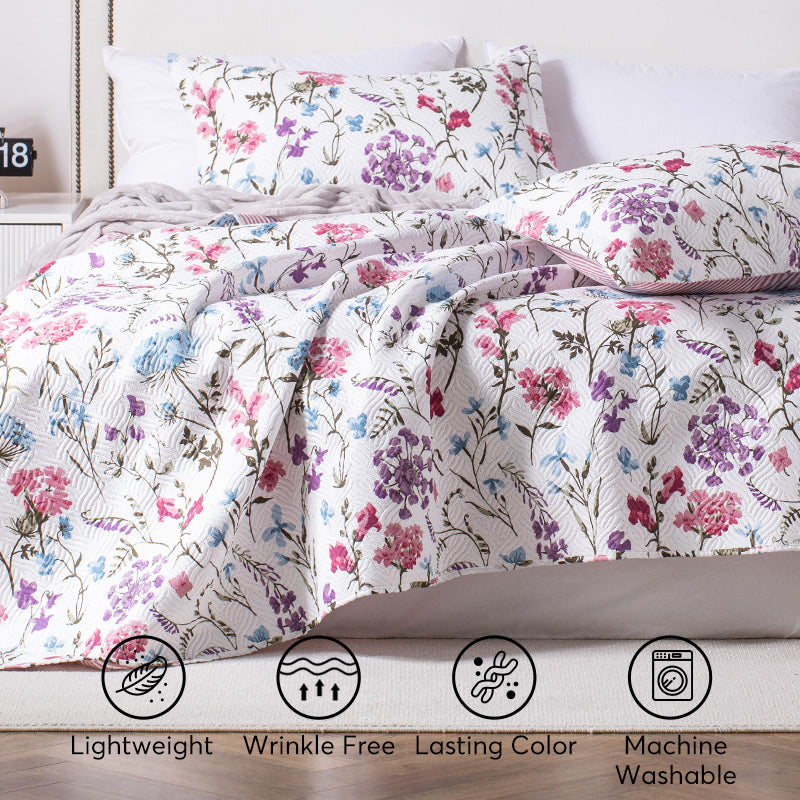 Mintorai Floral Quilt Set - Lightweight & Reversible - Cozy & Stylish Bedding - Machine Washable, Room Decor, Graduation Gifts