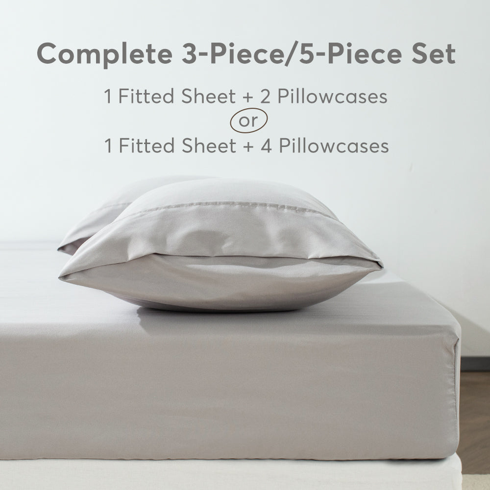 Mintorai All Season Deep Pocket Fitted Sheet Set with Pillowcases, Room Decor, Graduation Gifts