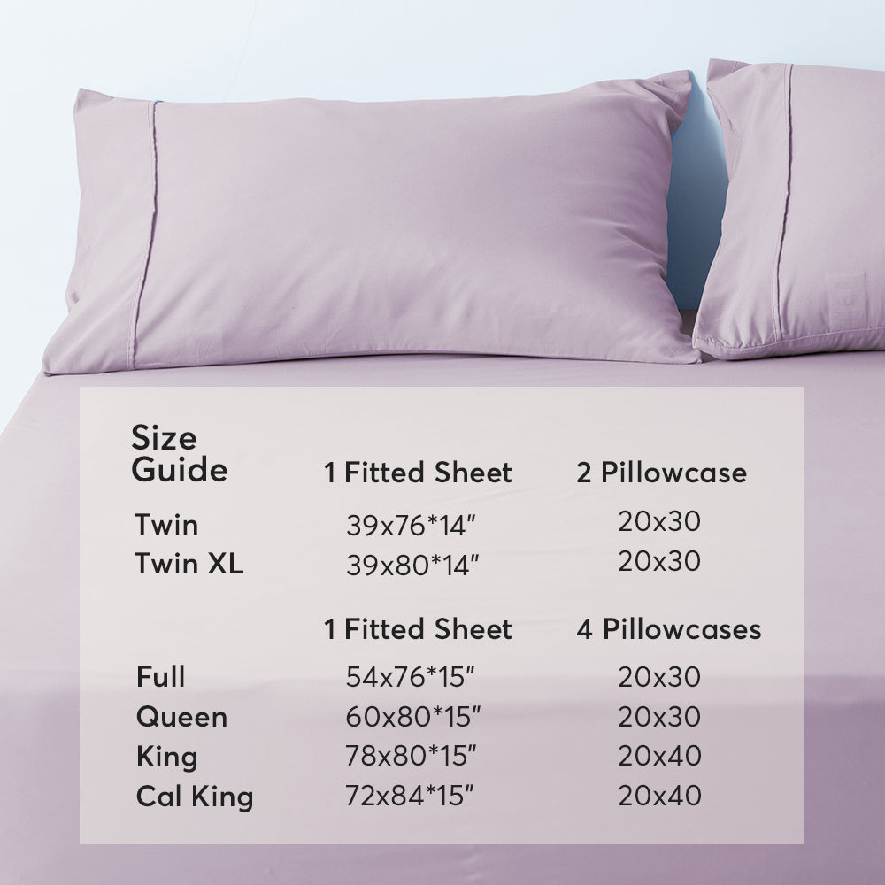 Mintorai All Season Deep Pocket Fitted Sheet Set with Pillowcases, Room Decor, Graduation Gifts