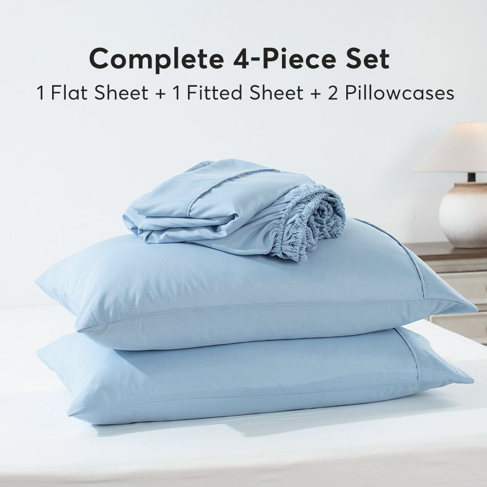 Mintorai Sheet Bedding Set with Pillowcase, Flat Sheet, Fitted Sheet, Hypoallergenic and Breathable, Room Decor, Graduation Gifts