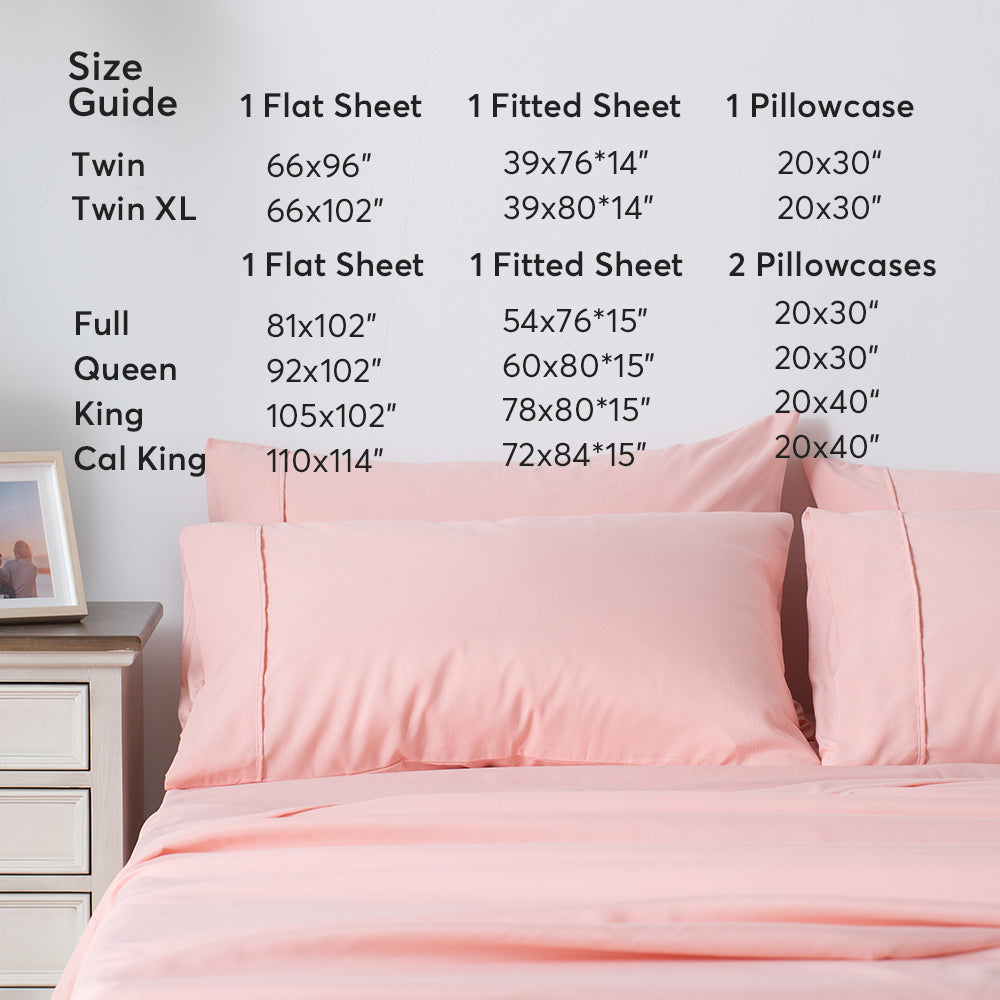 Mintorai Sheet Bedding Set with Pillowcase, Flat Sheet, Fitted Sheet, Hypoallergenic and Breathable, Room Decor, Graduation Gifts