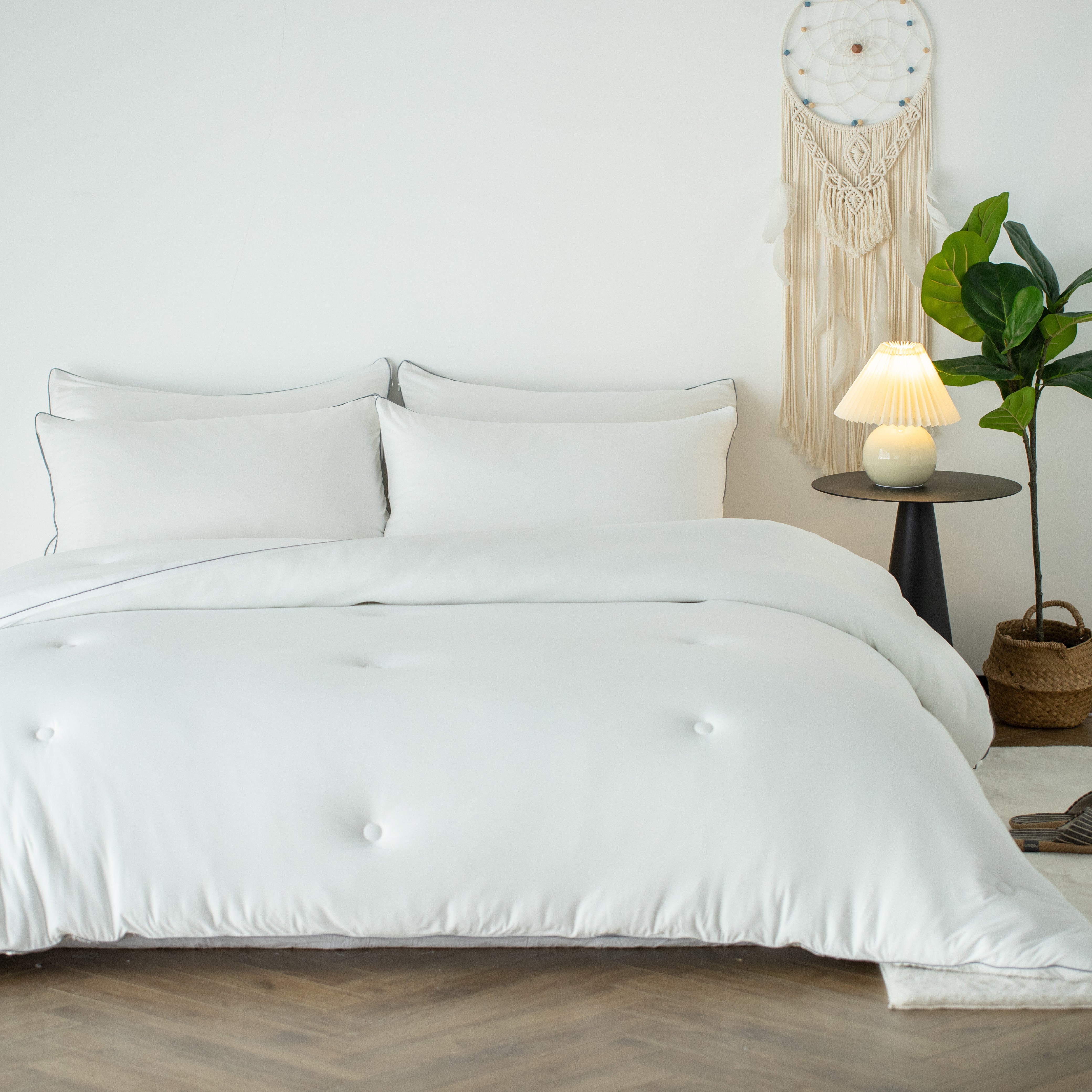 Mintorai Jersey Knit Ultra Soft Comforter Set, White