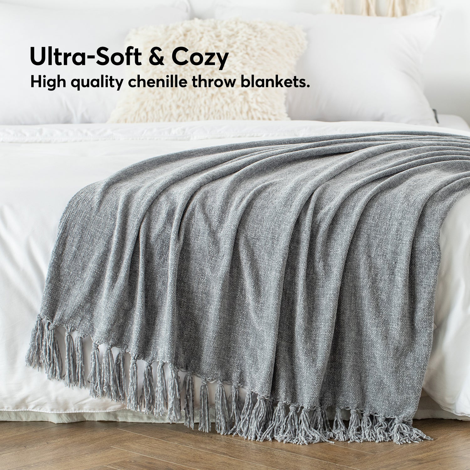 Mintorai Ultra Soft Lightweight Decorative Throw Blanket with Tassel, Room Decor, Graduation Gifts