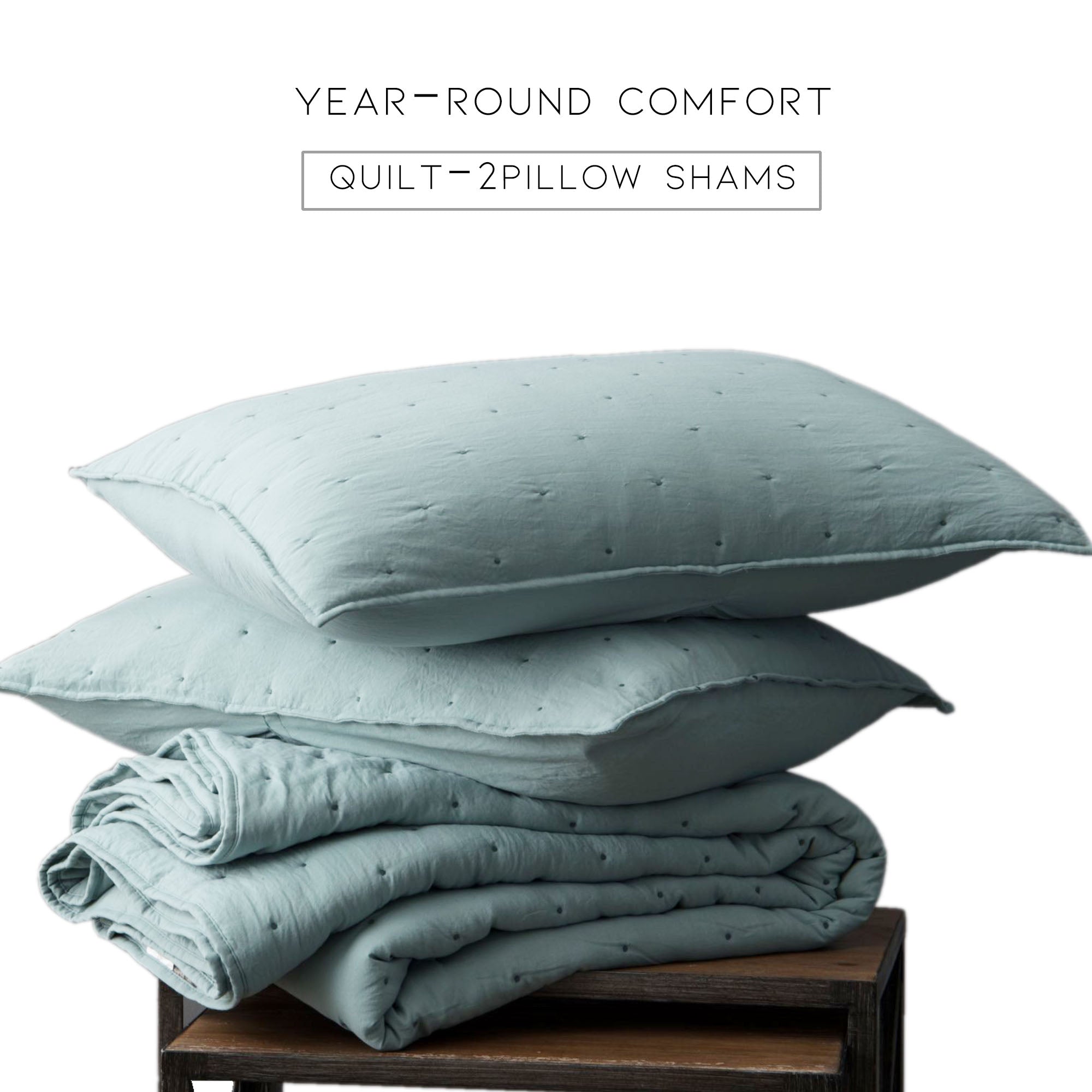 Mintorai Ultra Soft Nostalgic Dot Stitch Stone Washed Quilt Set, Red, Room Decor, Graduation Gifts