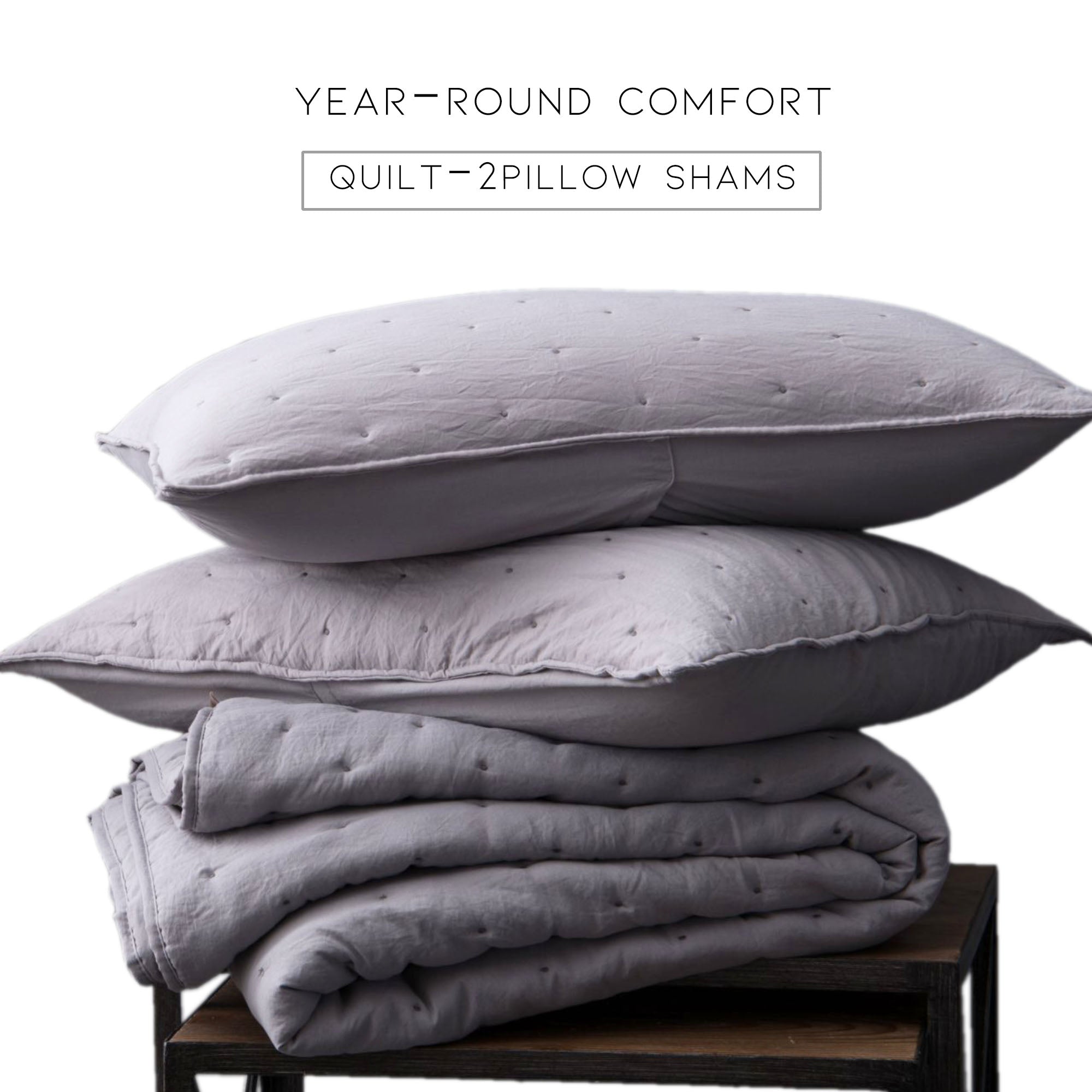 Mintorai Ultra Soft Nostalgic Dot Stitch Stone Washed Quilt Set, Red, Room Decor, Graduation Gifts