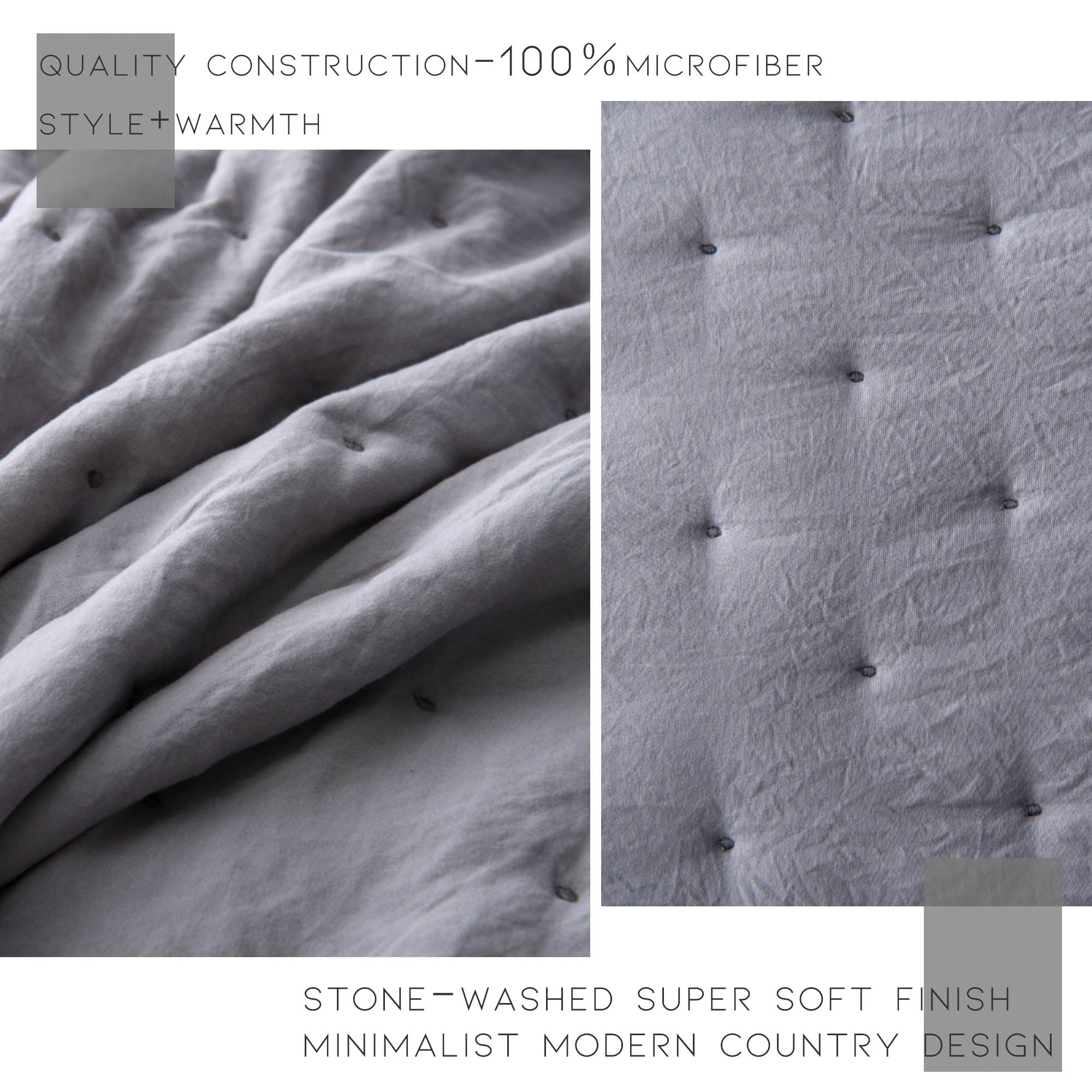 Mintorai Ultra Soft Nostalgic Dot Stitch Stone Washed Quilt Set, Red, Room Decor, Graduation Gifts