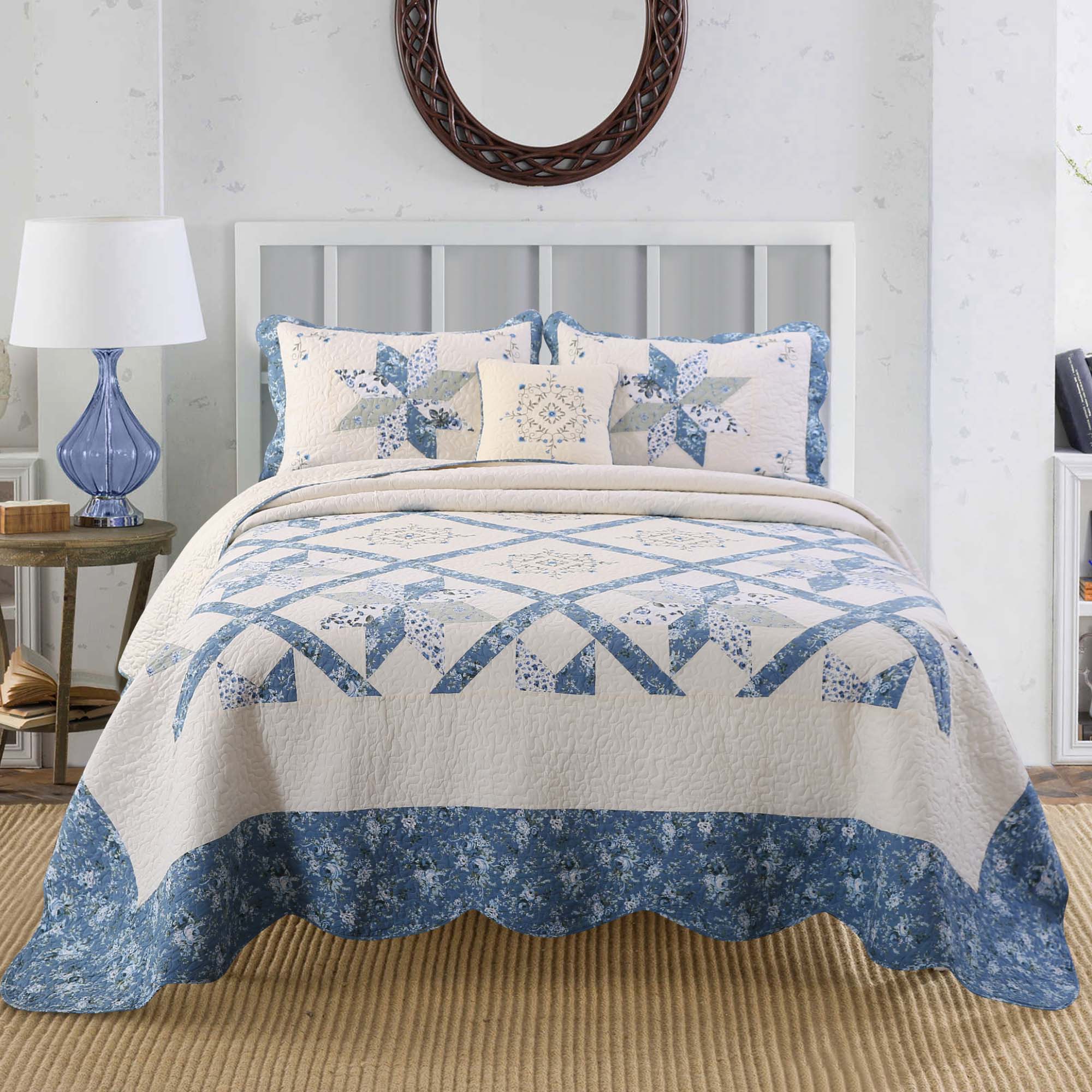 Mintorai Premium Collection Real Patchwork Embroidery Bedspread 100% Luxurious Cotton Quilt - Mintorai