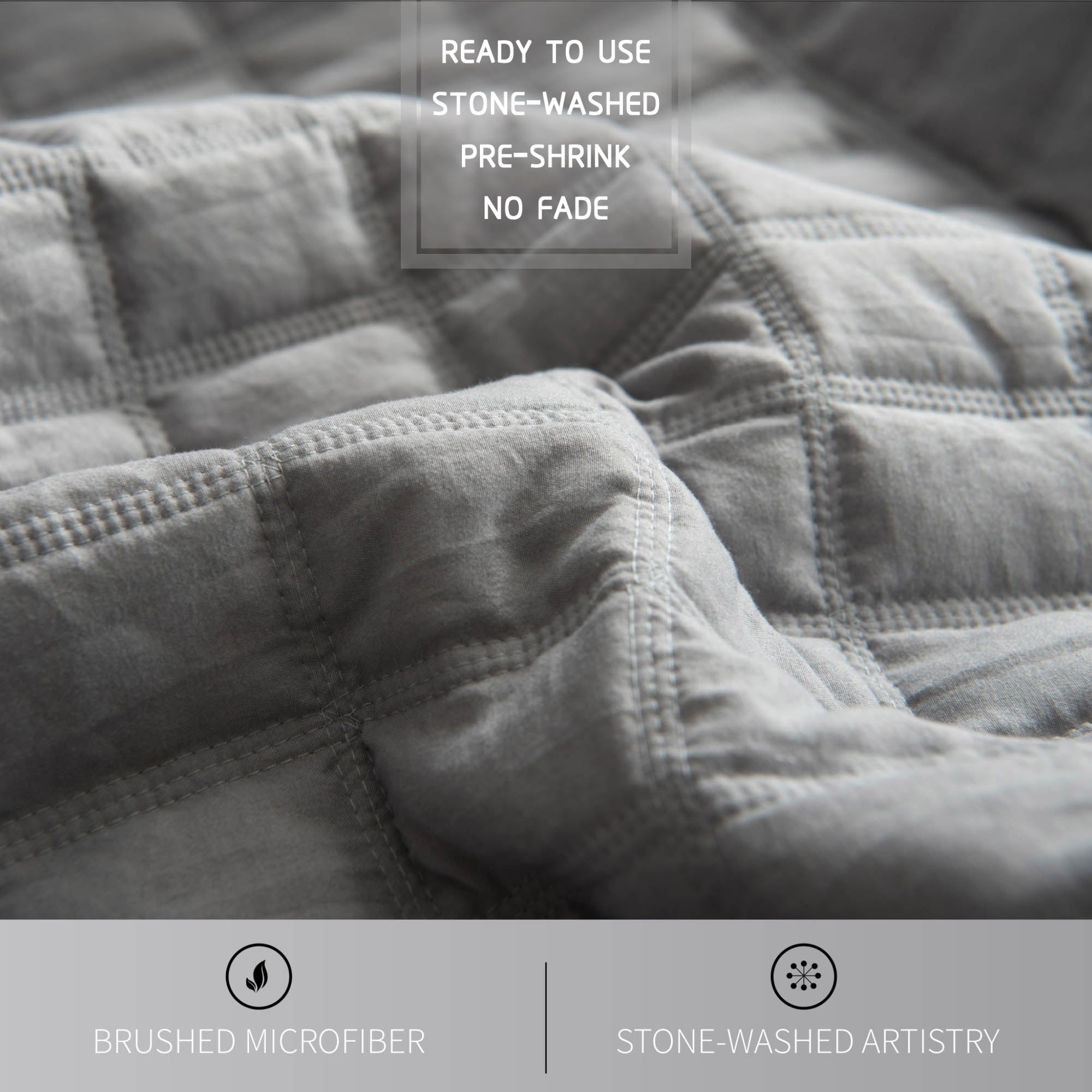 Mintorai Lavish Style Stone-Washed Ultra Soft Box Stitched Lightweight Quilt Set, Pink, Grey, Blue, Room Decor, Graduation Gifts