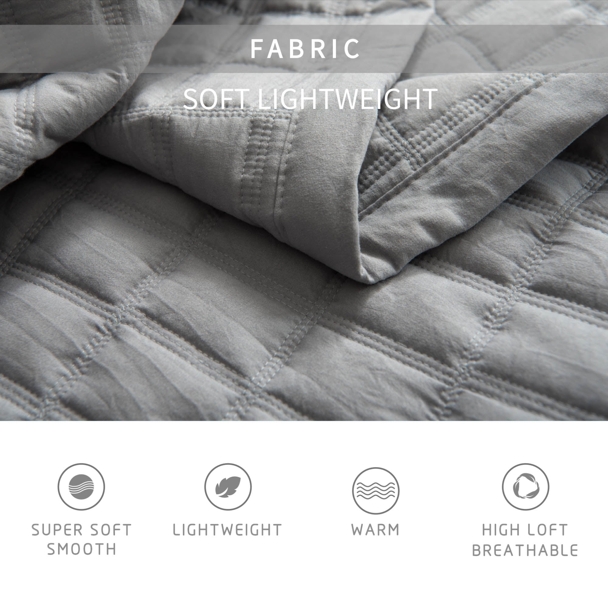 Mintorai Lavish Style Stone-Washed Ultra Soft Box Stitched Lightweight Quilt Set, Pink, Grey, Blue, Room Decor, Graduation Gifts