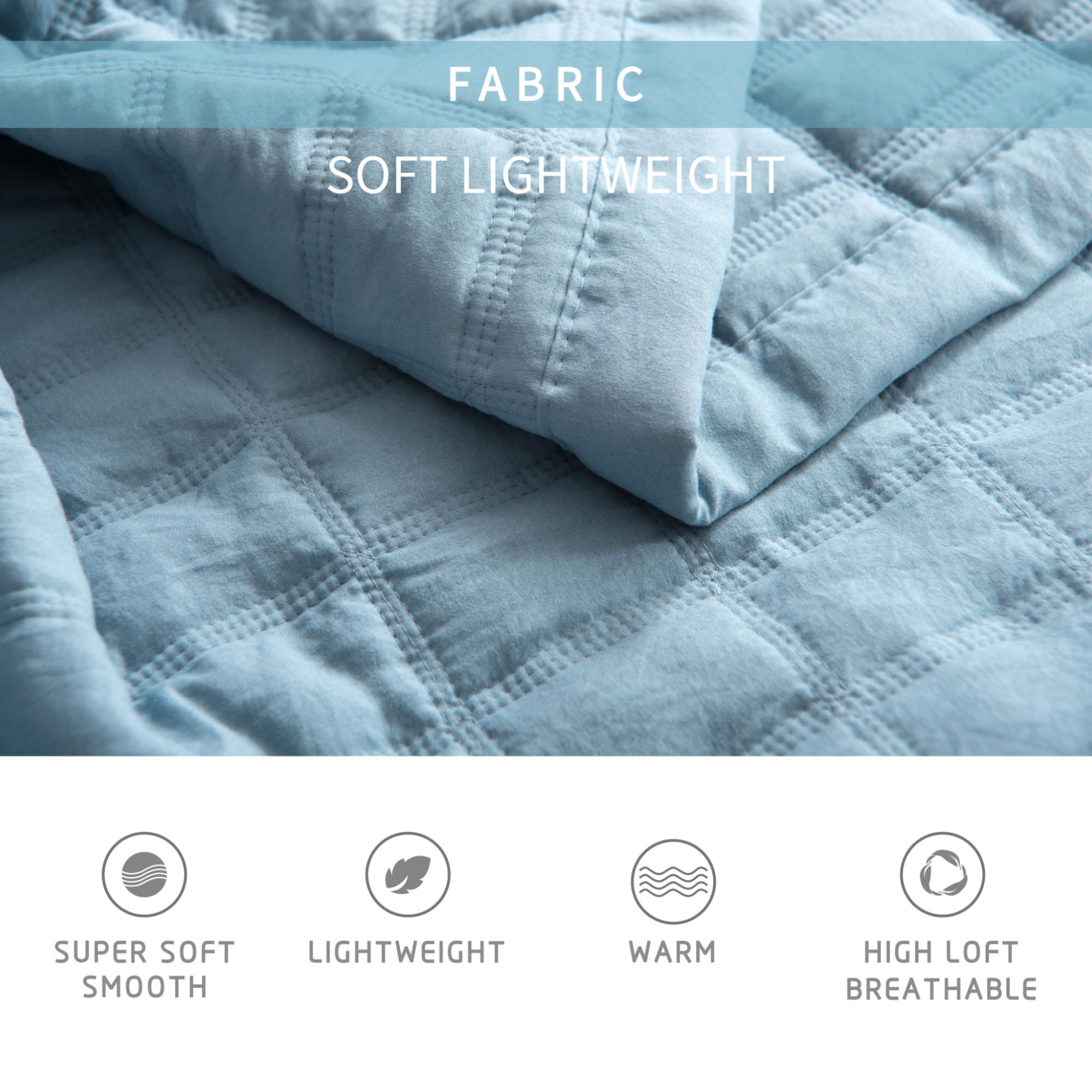 Mintorai Lavish Style Stone-Washed Ultra Soft Box Stitched Lightweight Quilt Set, Pink, Grey, Blue, Room Decor, Graduation Gifts