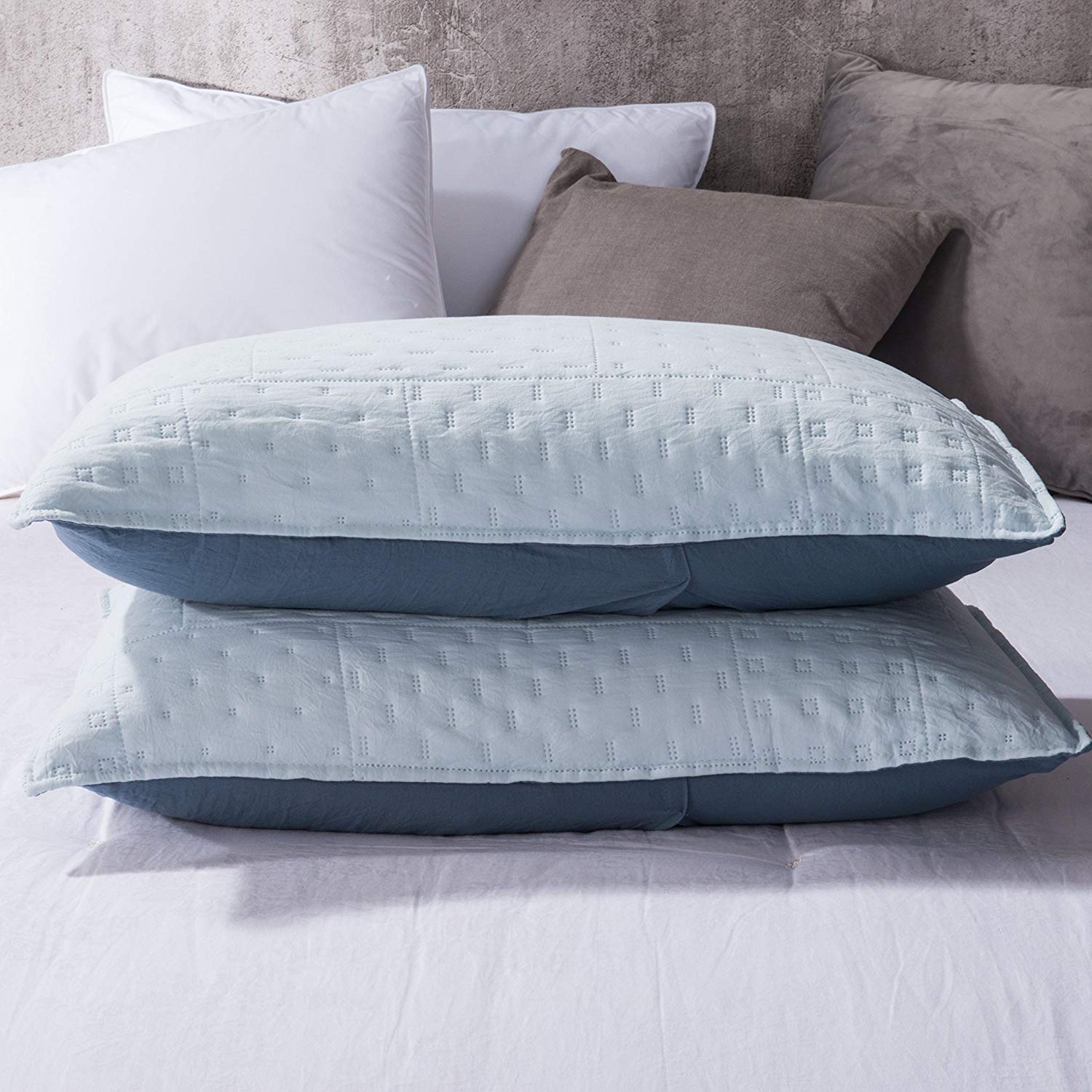 Mintorai All Season Contemporary Coverlet Quilt Set, Detailed Stitching, Green or Grey or Blue, Room Decor, Graduation Gifts