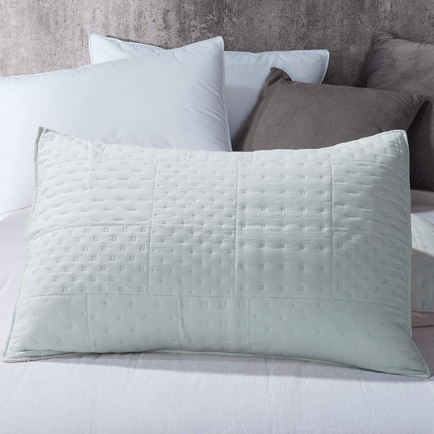 Mintorai All Season Contemporary Coverlet Quilt Set, Detailed Stitching, Green or Grey or Blue, Room Decor, Graduation Gifts