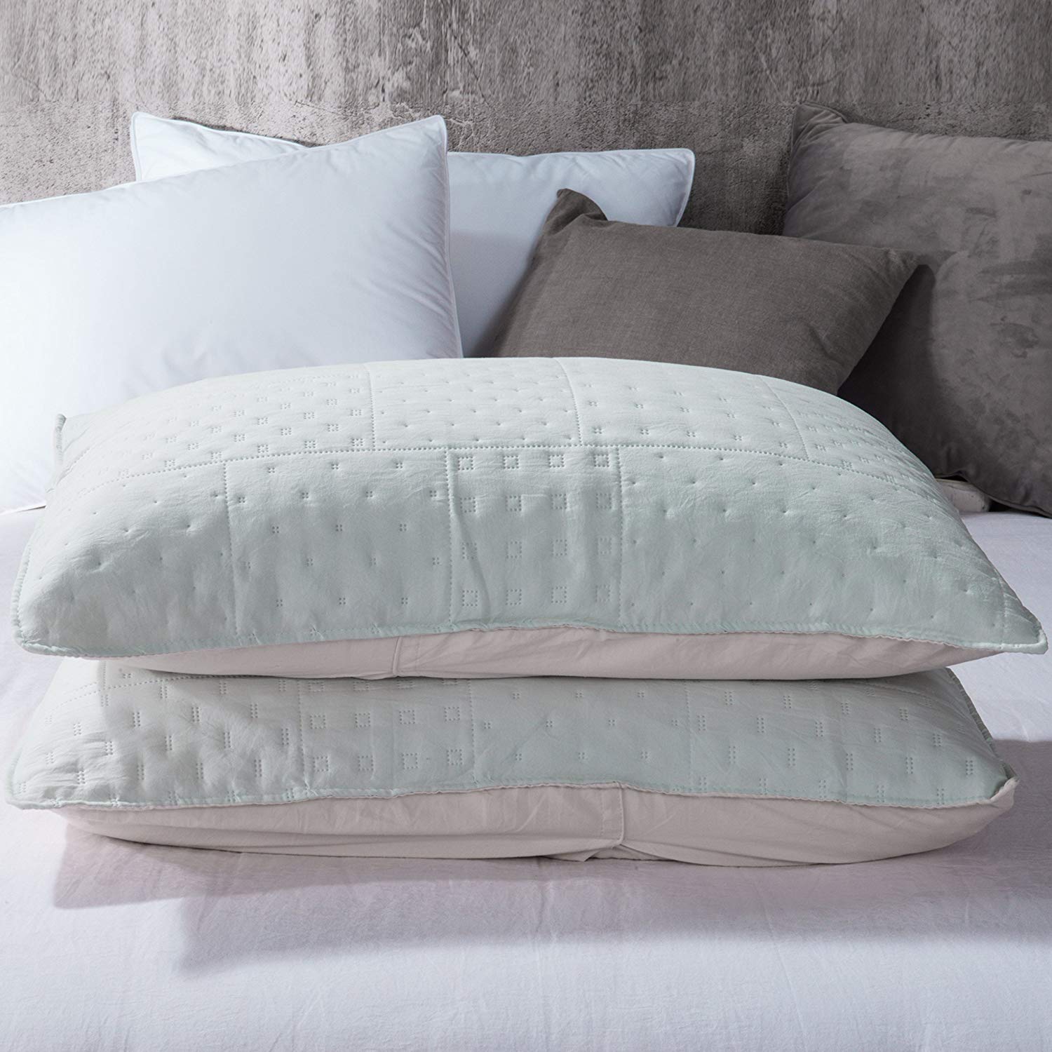 Mintorai All Season Contemporary Coverlet Quilt Set, Detailed Stitching, Green or Grey or Blue, Room Decor, Graduation Gifts