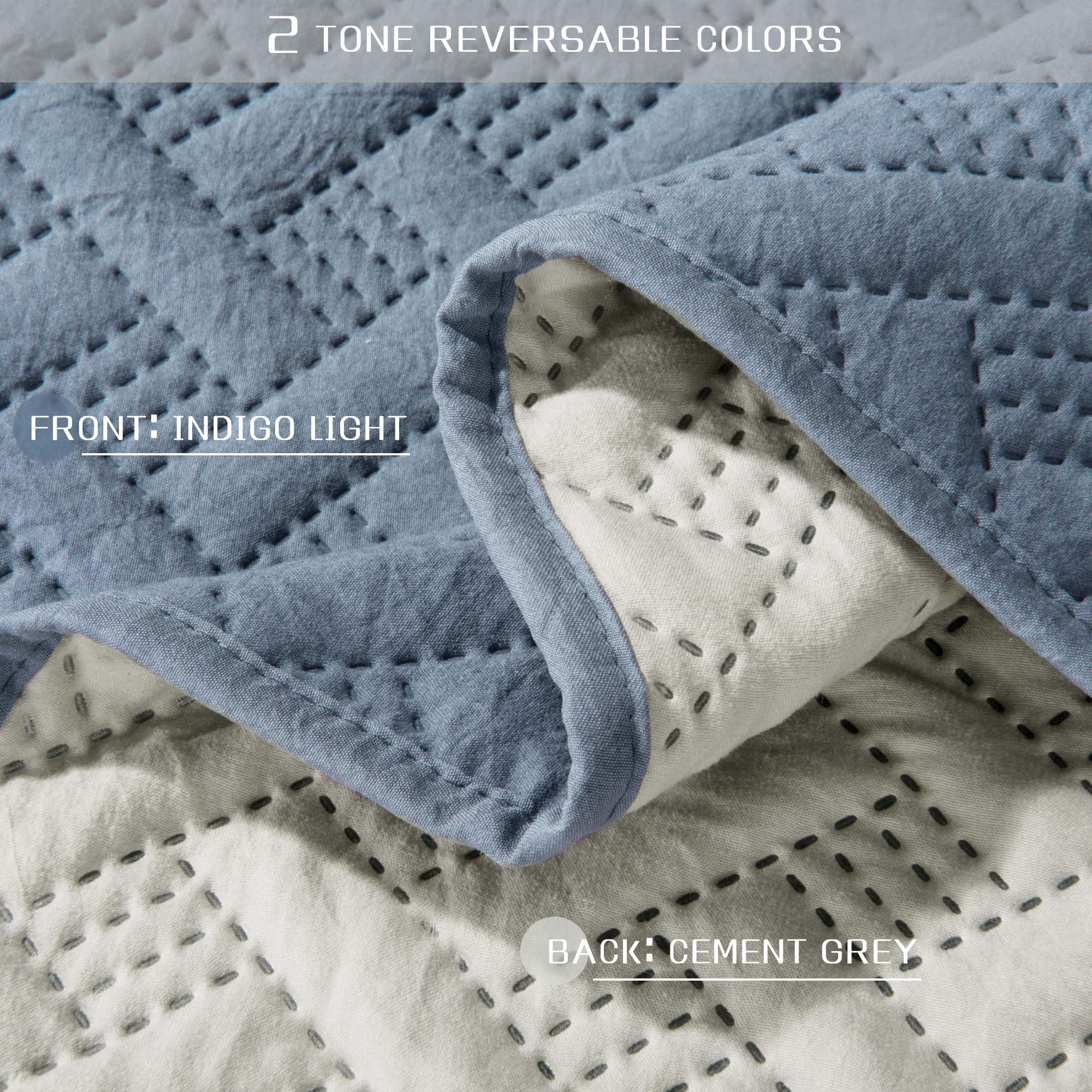 Mintorai Ultra Soft 2-Tone Reversible Quilt Bedding Set, Green or Pink or Blue, Room Decor, Graduation Gifts