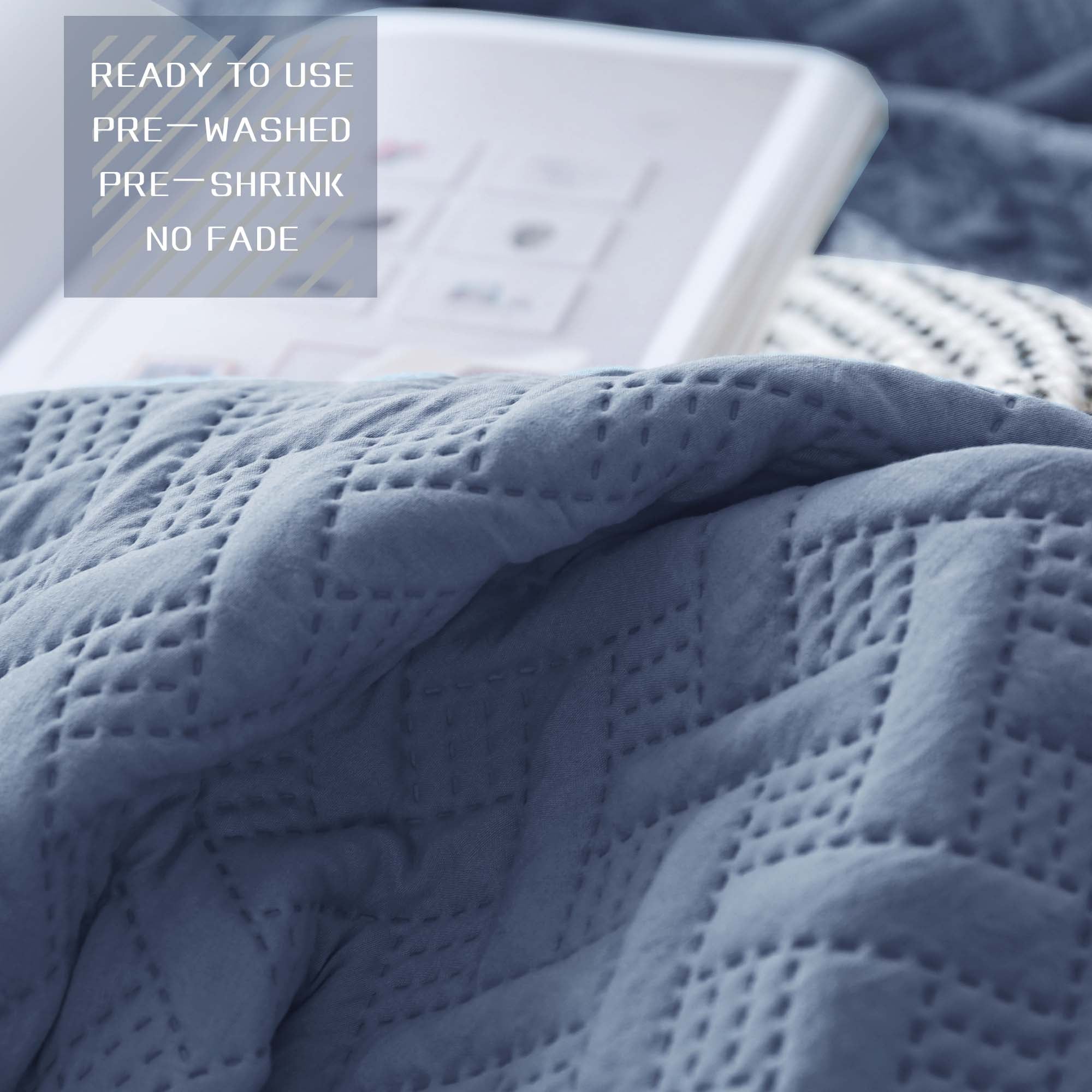 Mintorai Ultra Soft 2-Tone Reversible Quilt Bedding Set, Green or Pink or Blue, Room Decor, Graduation Gifts