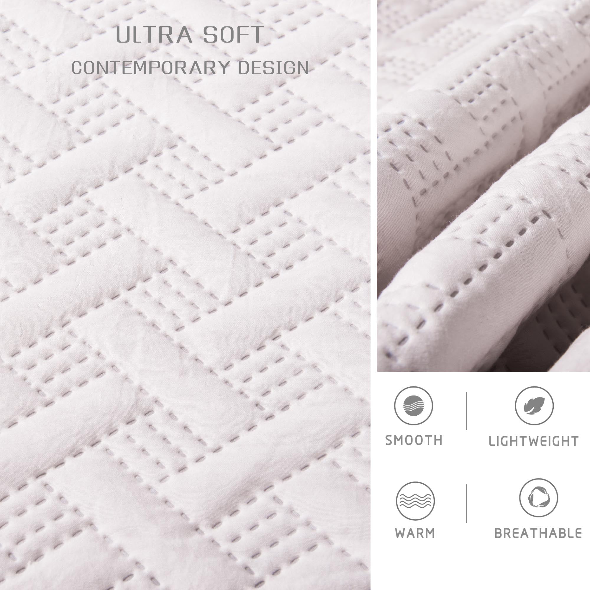 Mintorai Ultra Soft 2-Tone Reversible Quilt Bedding Set, Green or Pink or Blue, Room Decor, Graduation Gifts