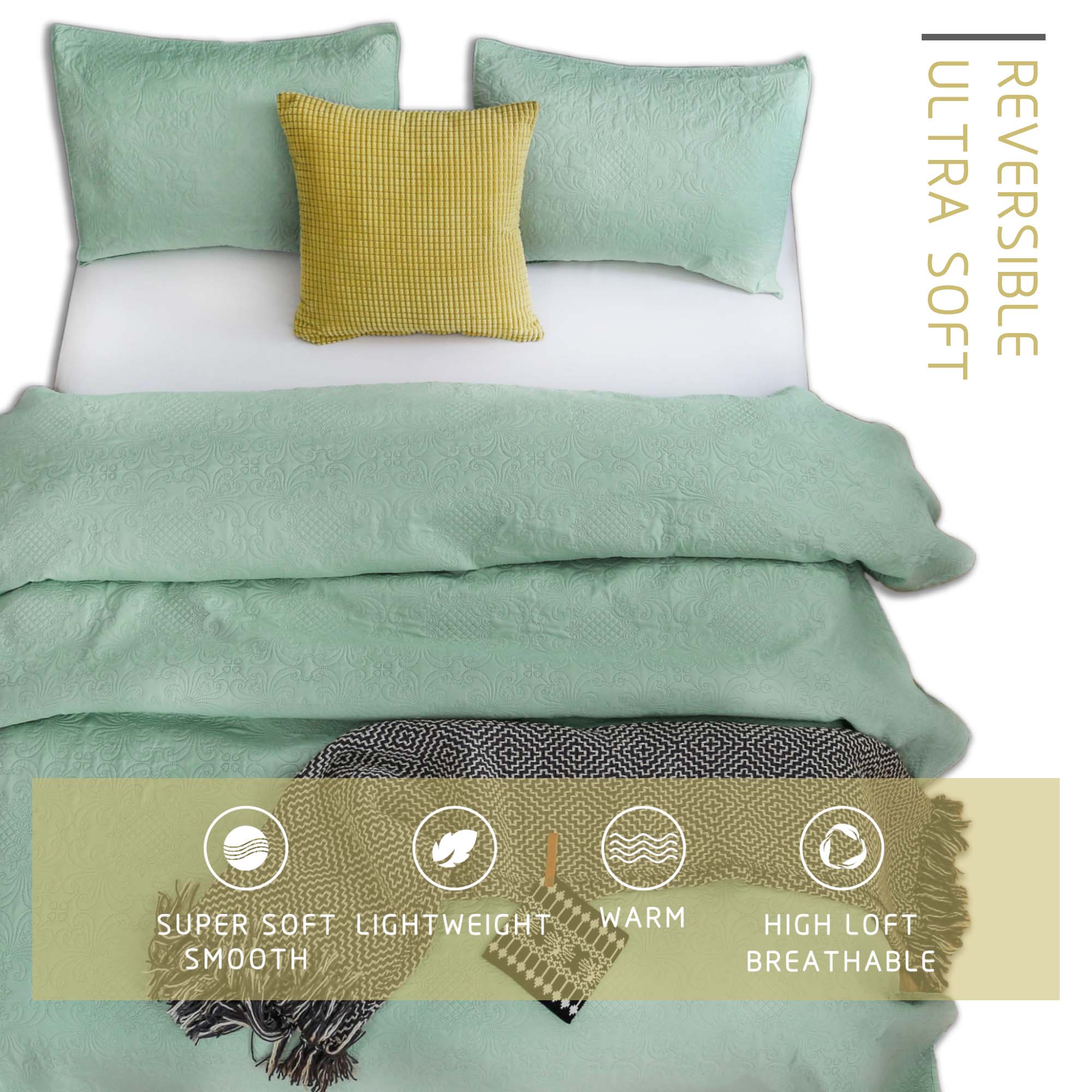 Mintorai Ultra Soft Floral Coverlet Quilt Bedding Set