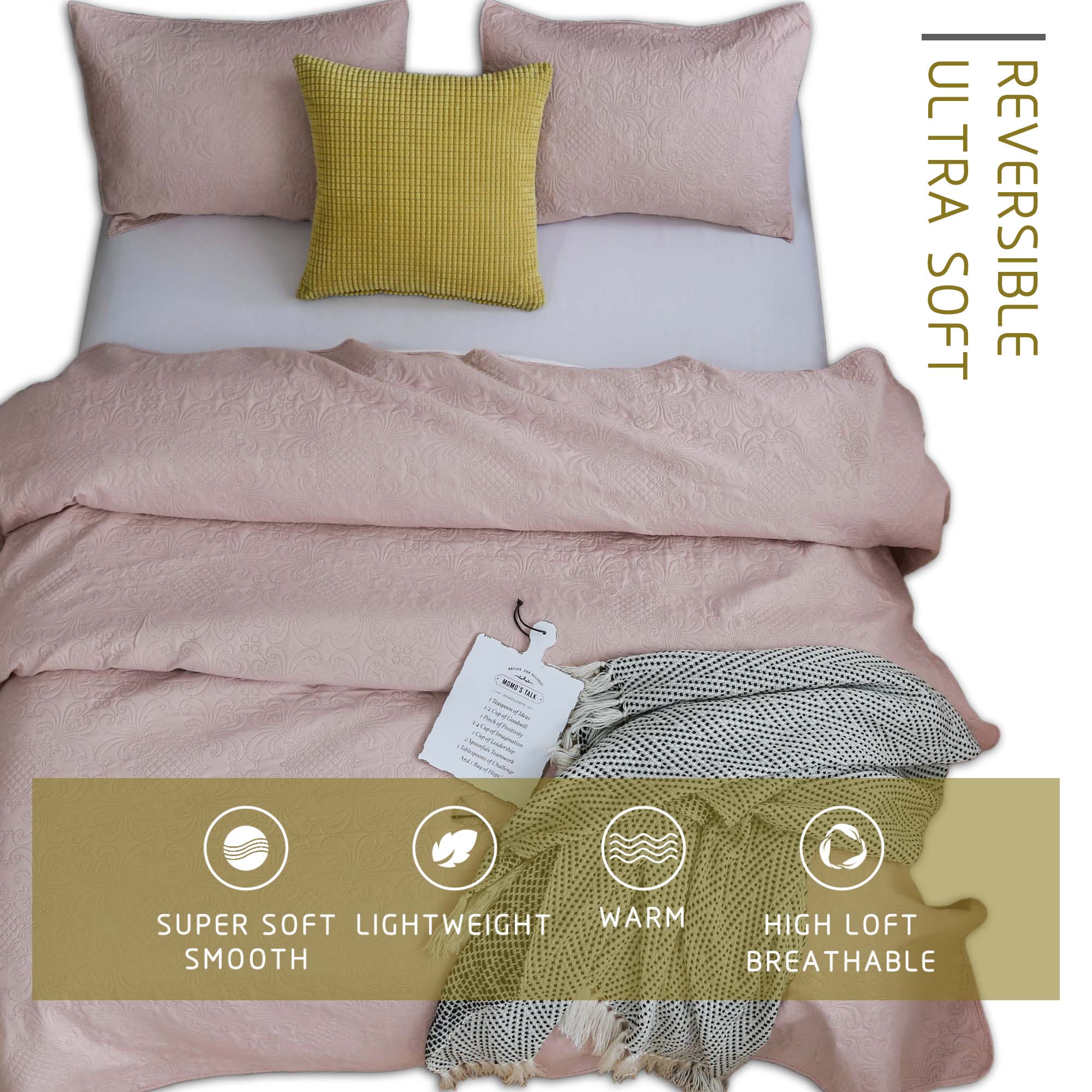 Mintorai Ultra Soft Floral Coverlet Quilt Bedding Set