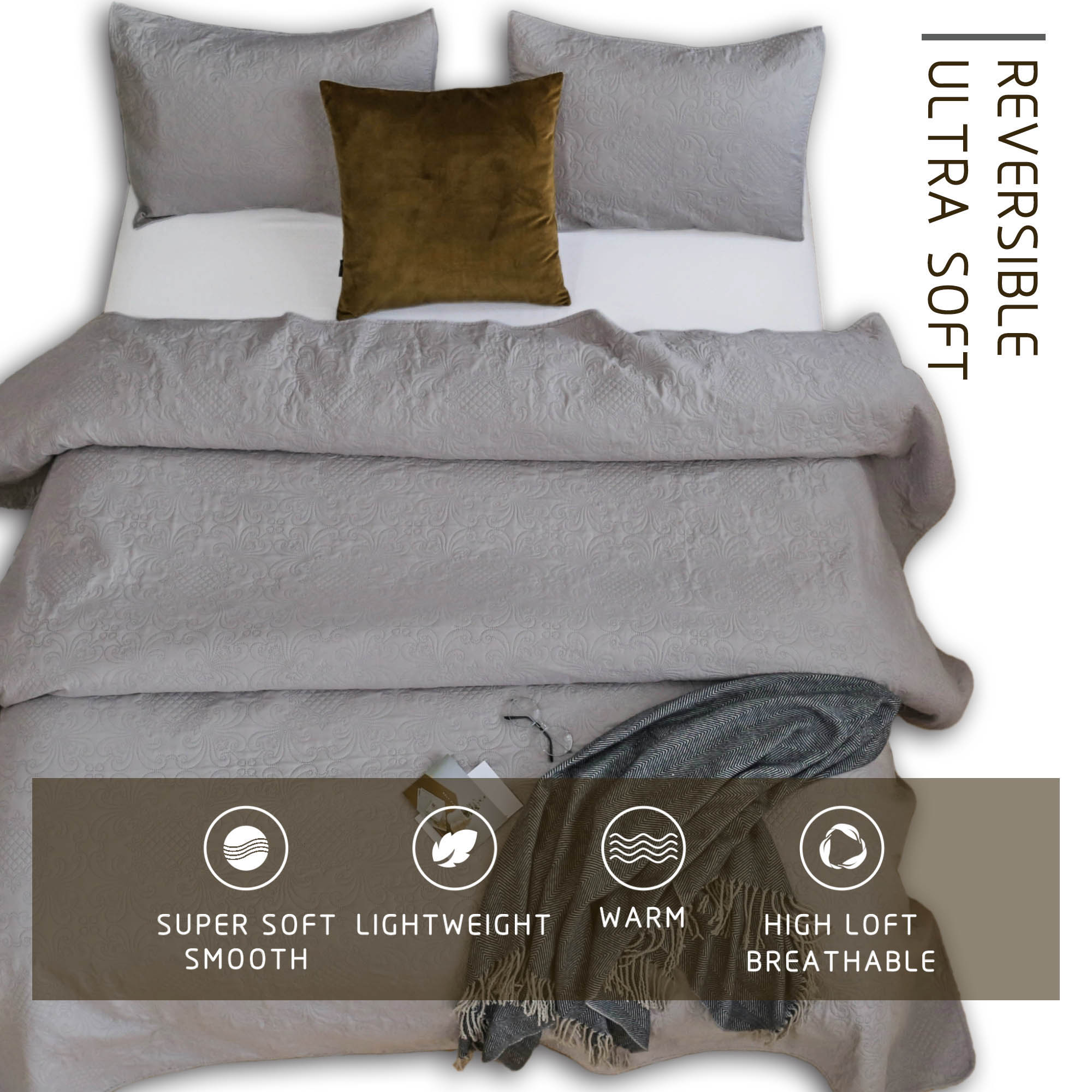 Mintorai Ultra Soft Floral Coverlet Quilt Bedding Set