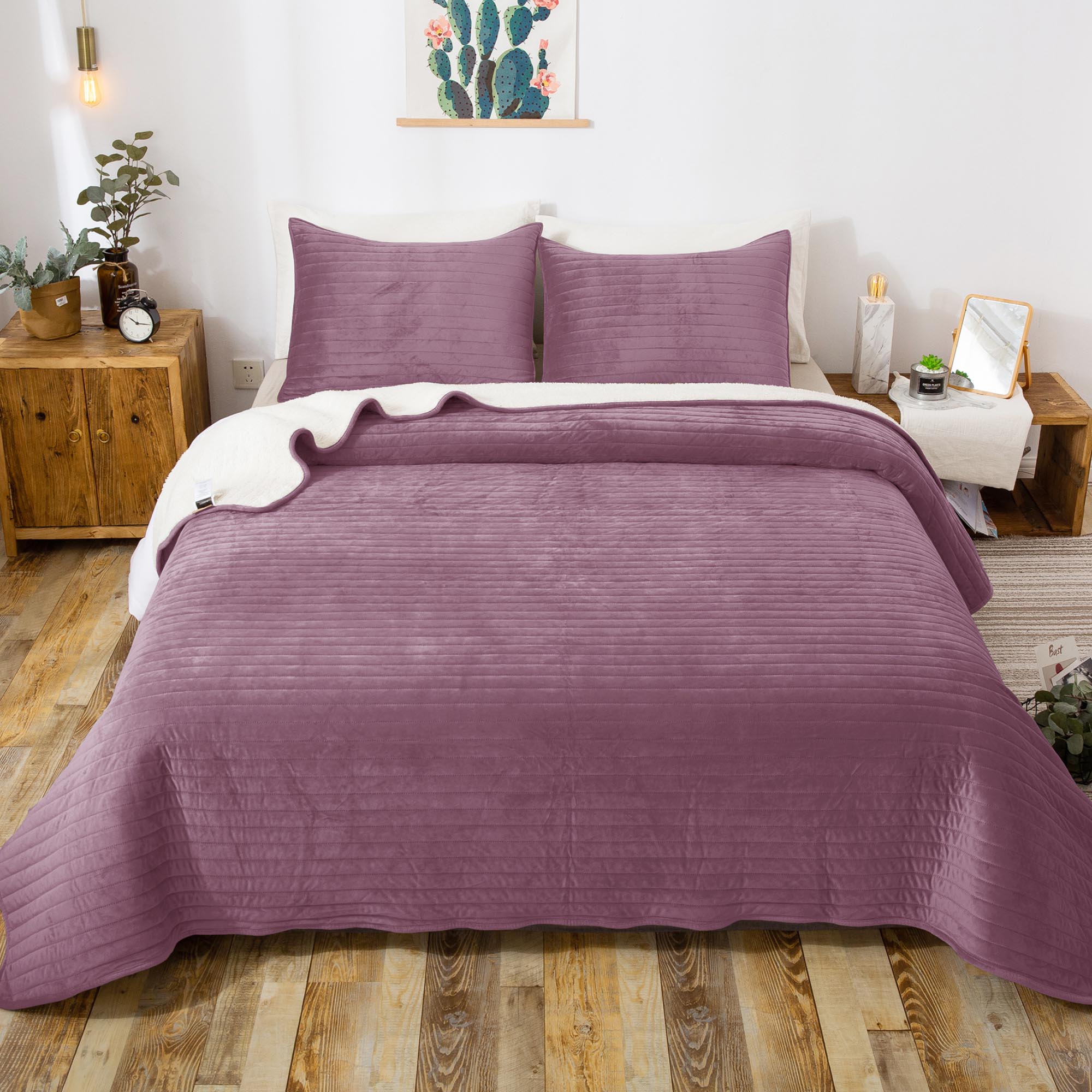 soft sherpa comforter warm Mintorai ugg fluffy plush best bedding purple