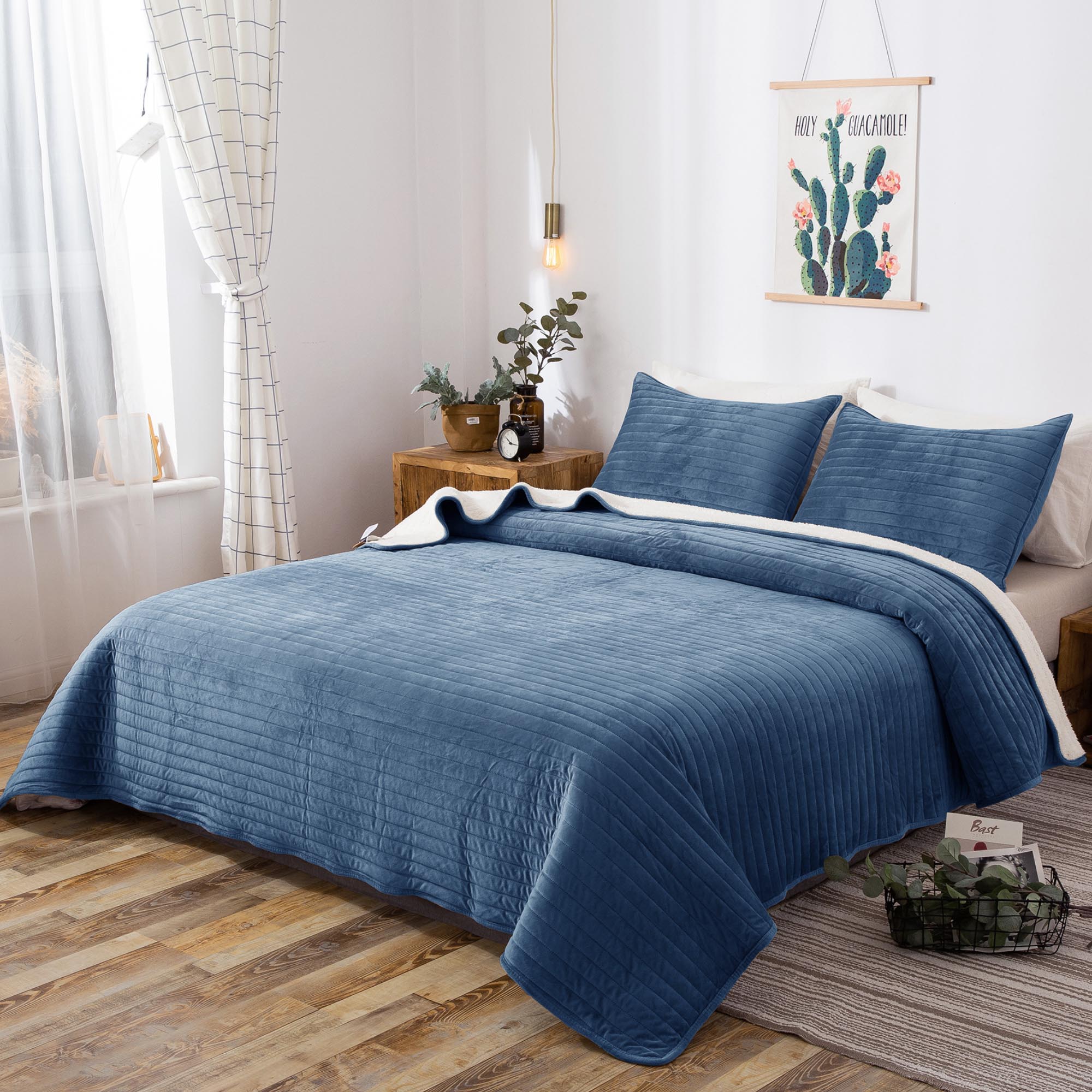 soft sherpa comforter warm Mintorai ugg fluffy plush best bedding blue