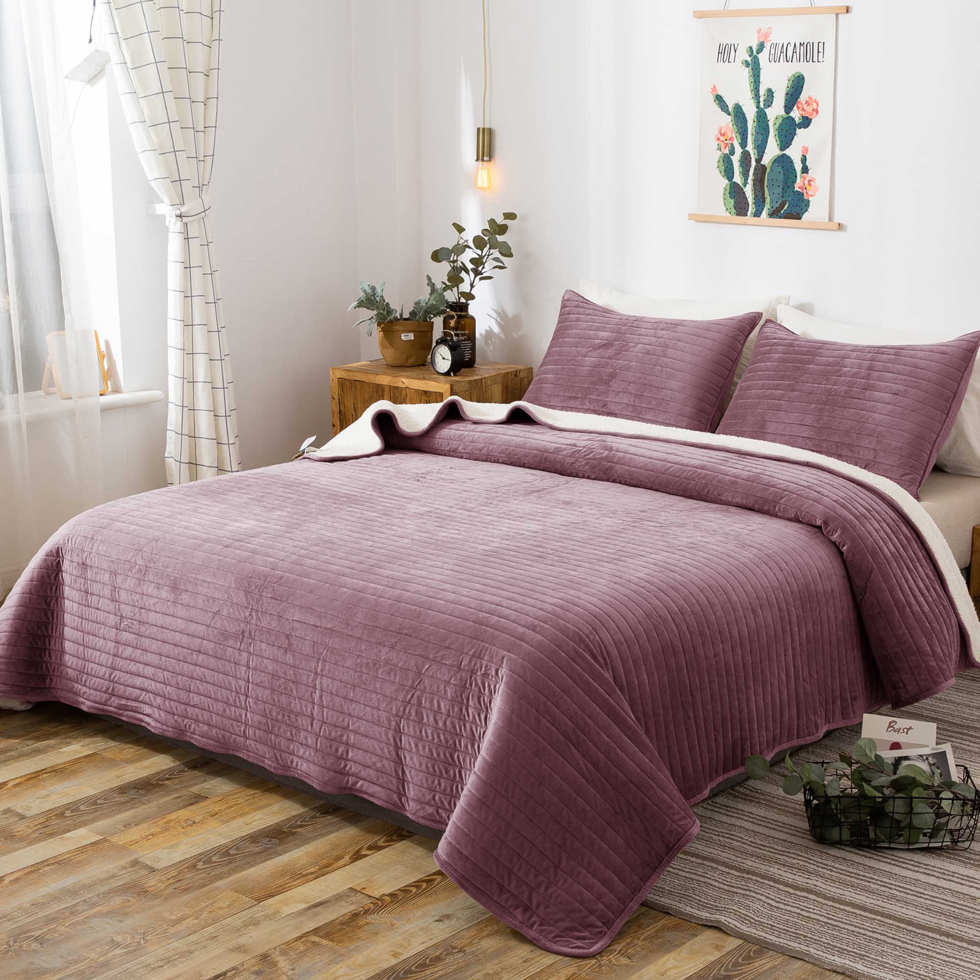 soft sherpa comforter warm Mintorai ugg fluffy plush best bedding purple