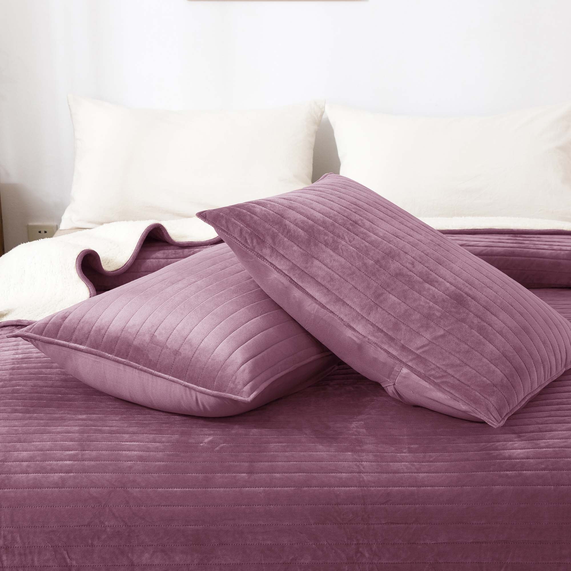 soft sherpa comforter warm Mintorai ugg fluffy plush best bedding purple pillow shams