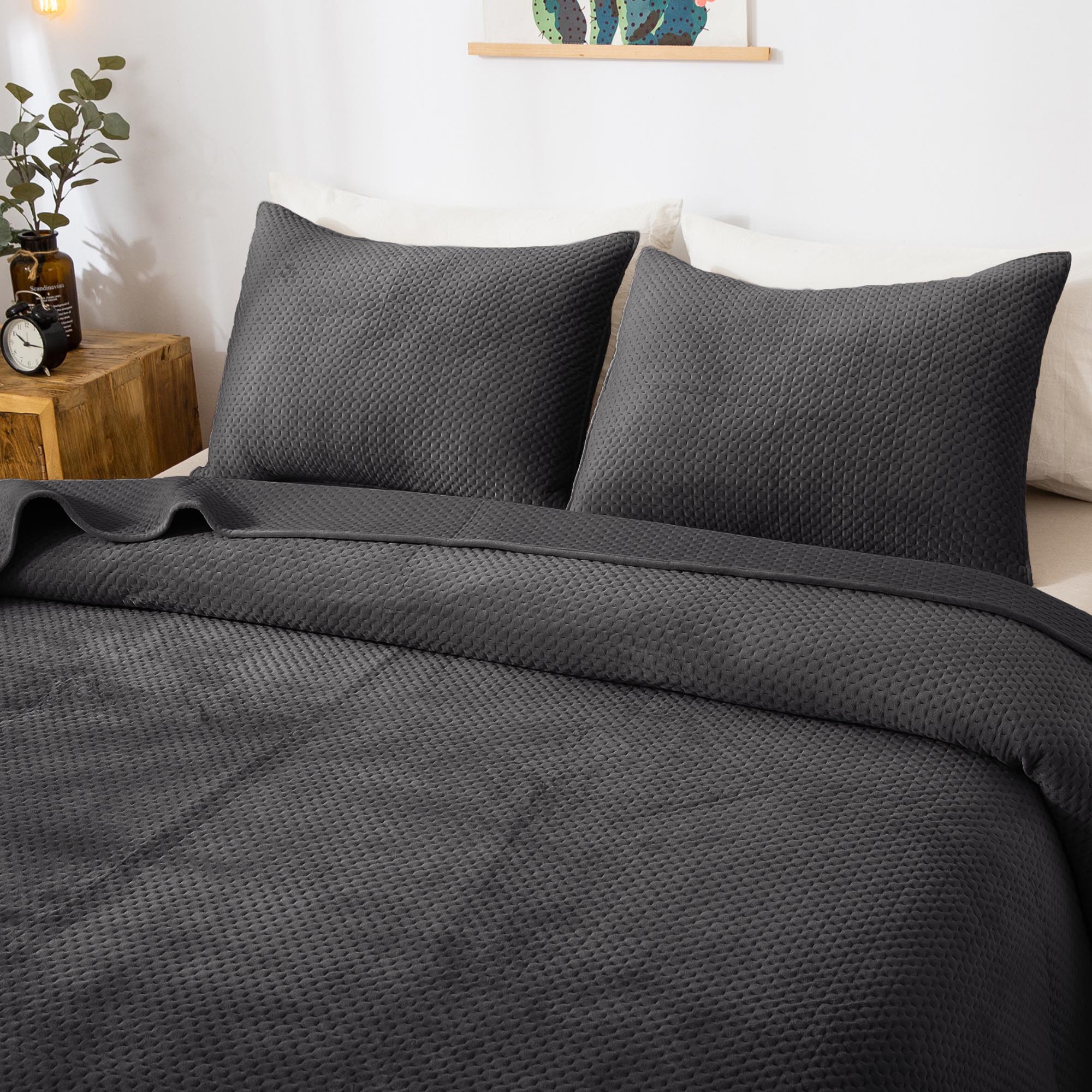 Mintorai Ultra Soft Plush Poly-Velvet Quilt Set, Queen, King, Room Decor, Graduation Gifts, Fathers Day Gift