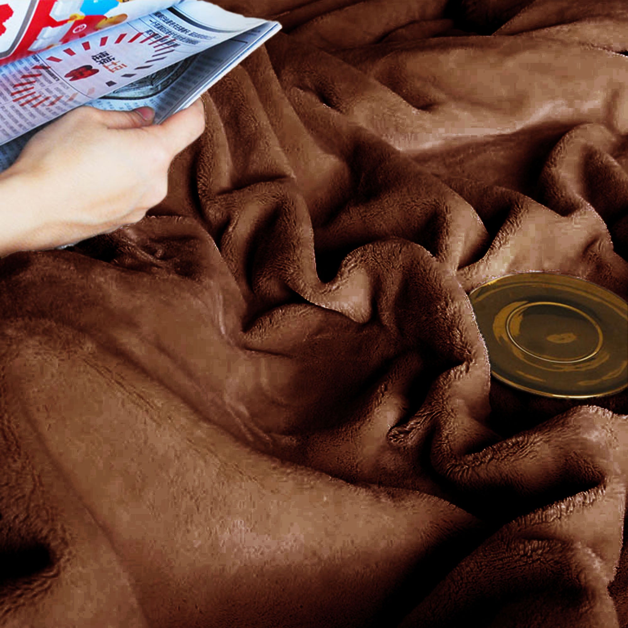 Mintorai Ultra Soft All Season Warm Fleece Throw Blanket, Beige or Brown