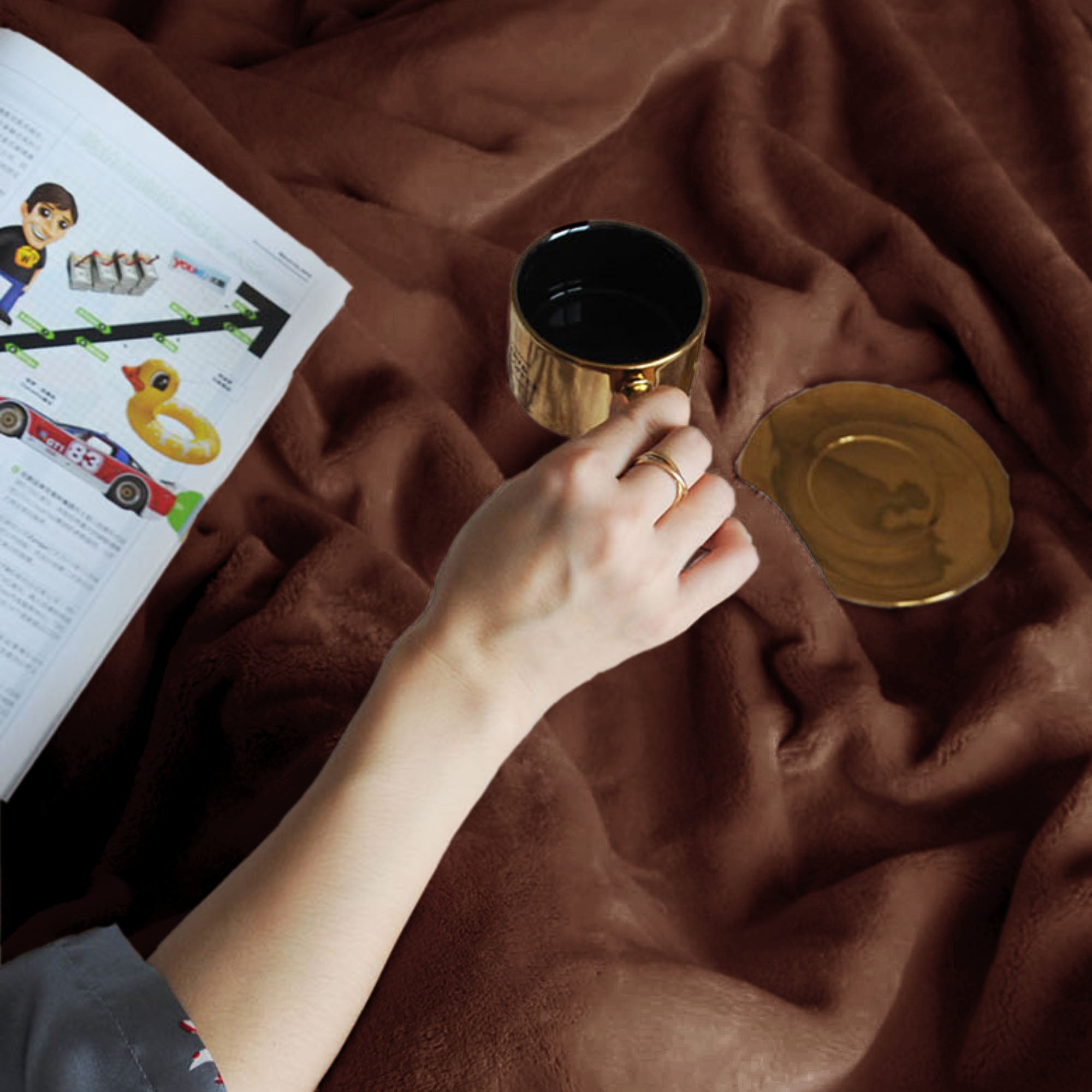 Mintorai Ultra Soft All Season Warm Fleece Throw Blanket, Beige or Brown