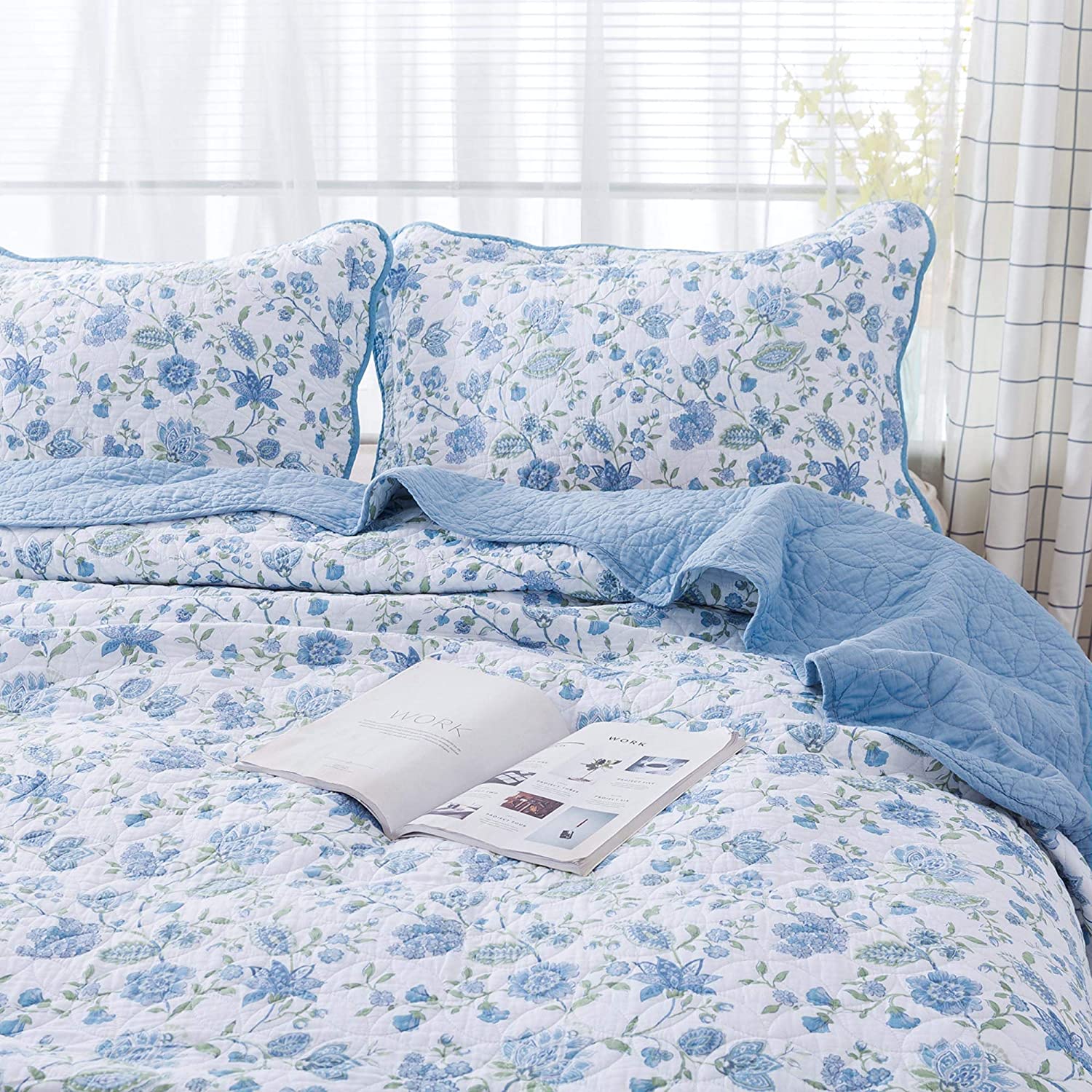 Mintorai 100% Cotton Summer Ultra Soft Floral Design 3 Piece Reversible Bedding Set, Room Decor, Graduation Gifts