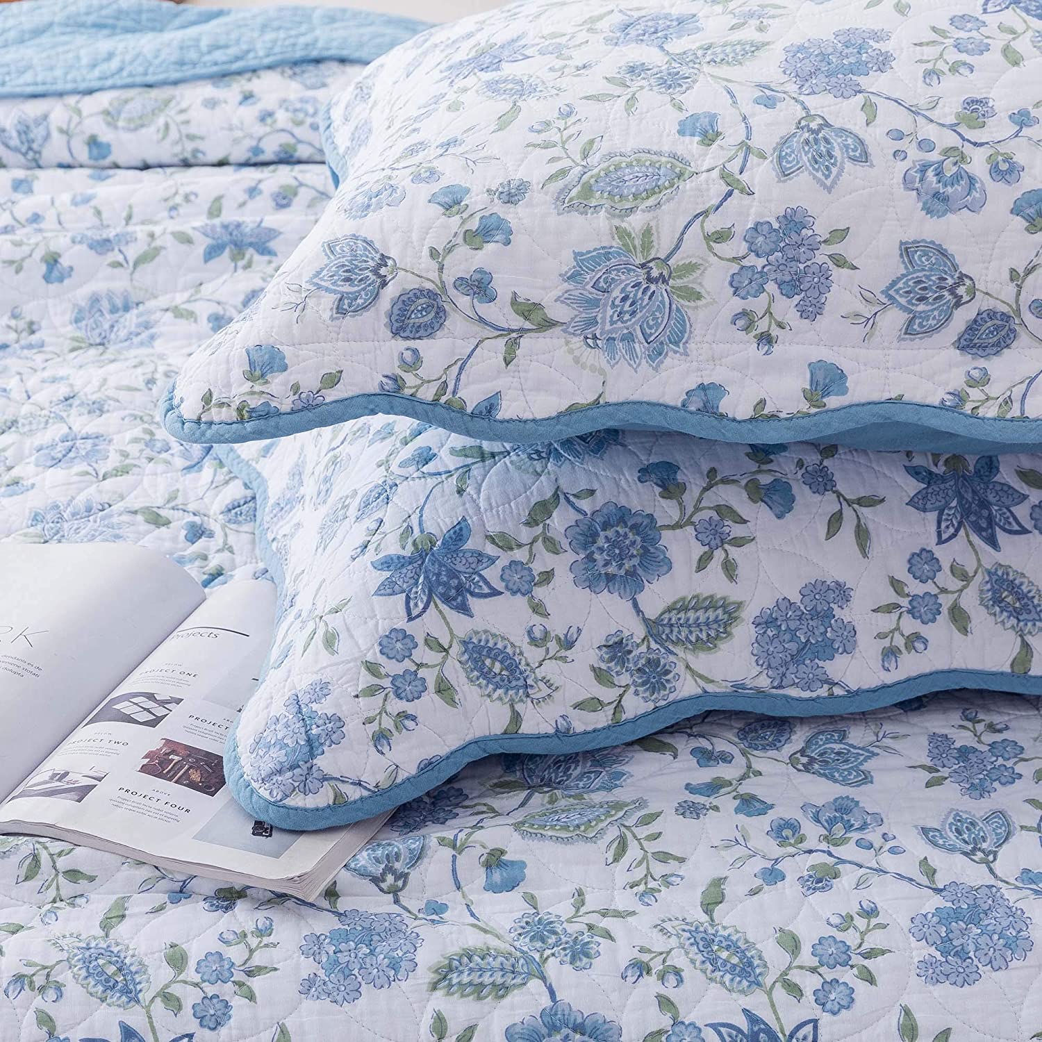 Mintorai 100% Cotton Summer Ultra Soft Floral Design 3 Piece Reversible Bedding Set, Room Decor, Graduation Gifts