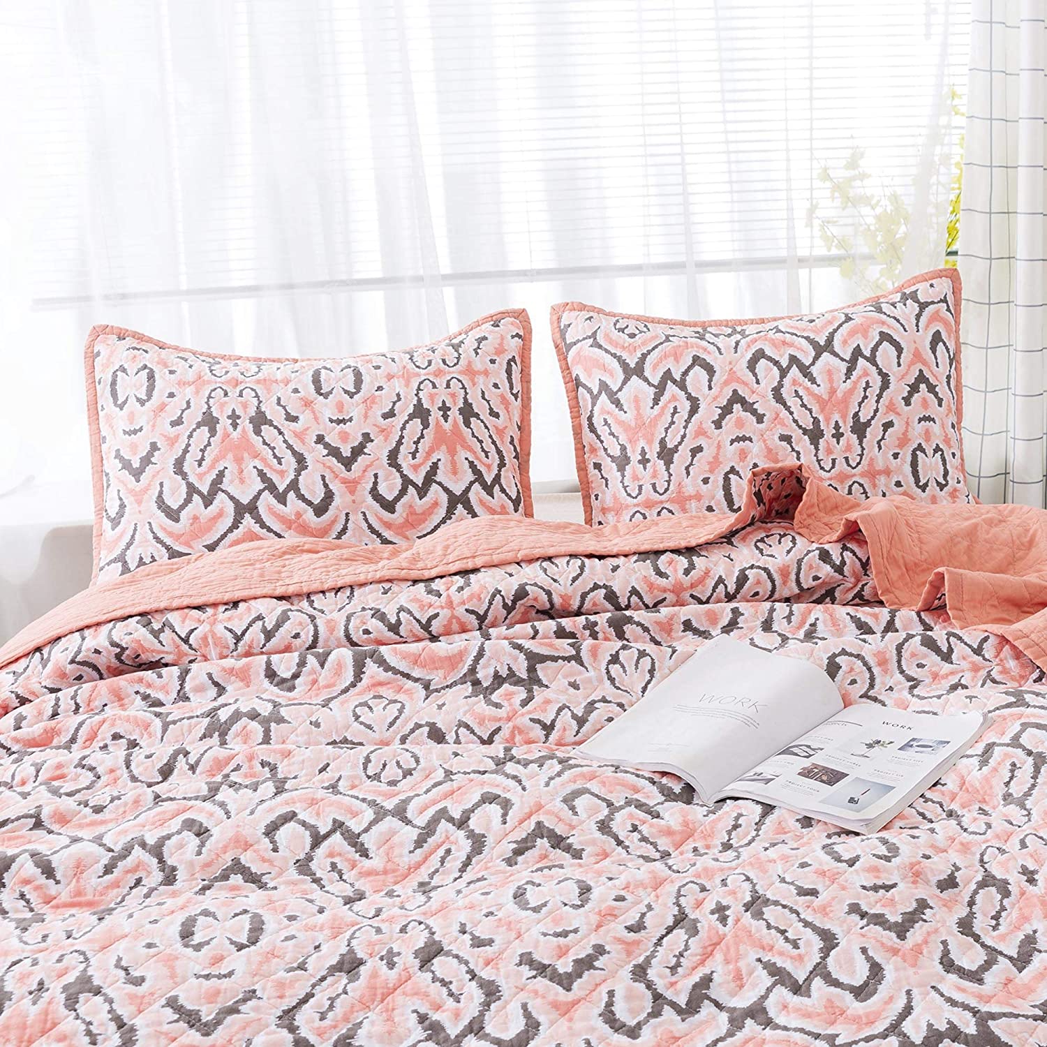 Mintorai 100% Cotton Summer Ultra Soft Floral Design 3 Piece Reversible Bedding Set, Room Decor, Graduation Gifts