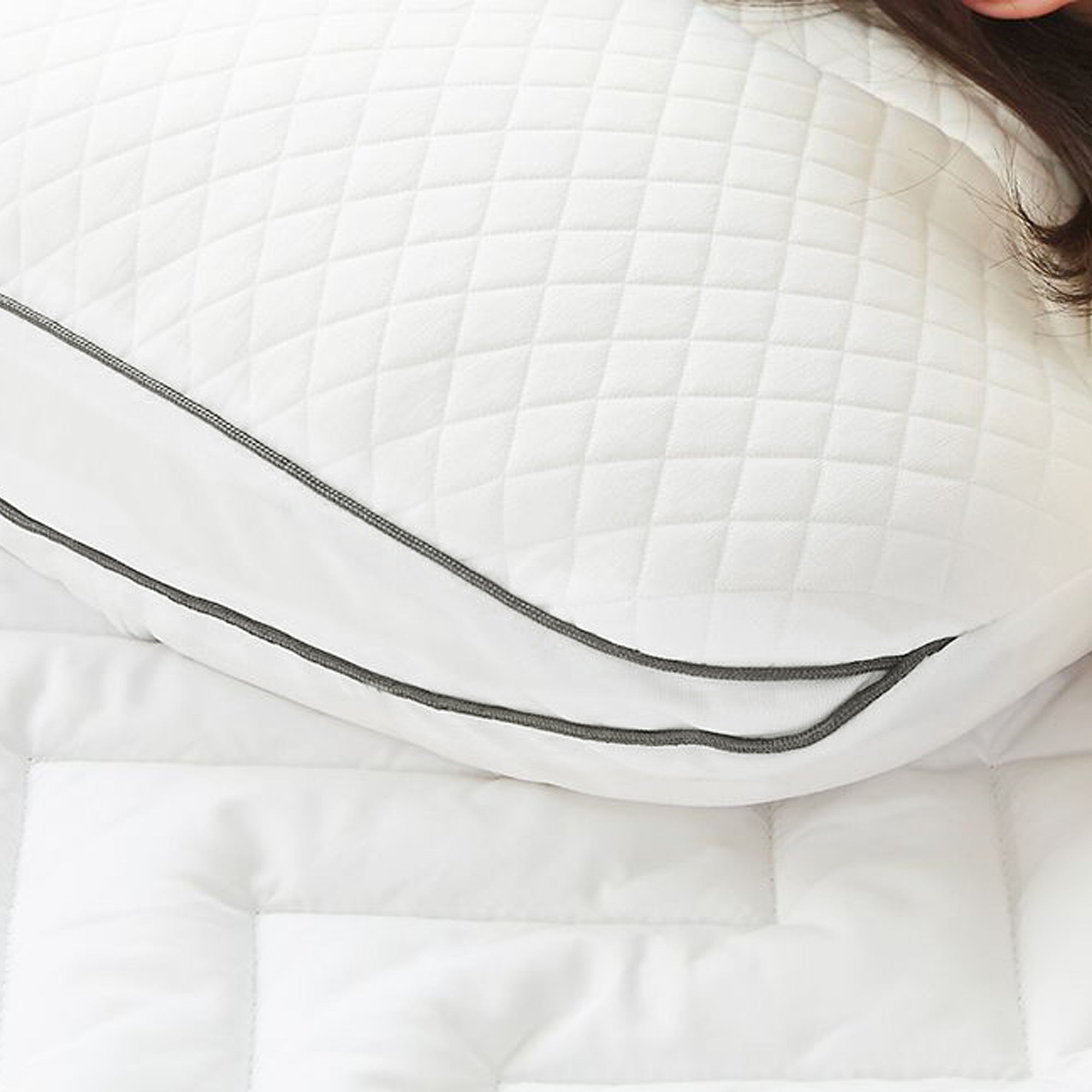 Mintorai Waterproof Foam Pillow, Medium Support Low Loft Slim Contour, White