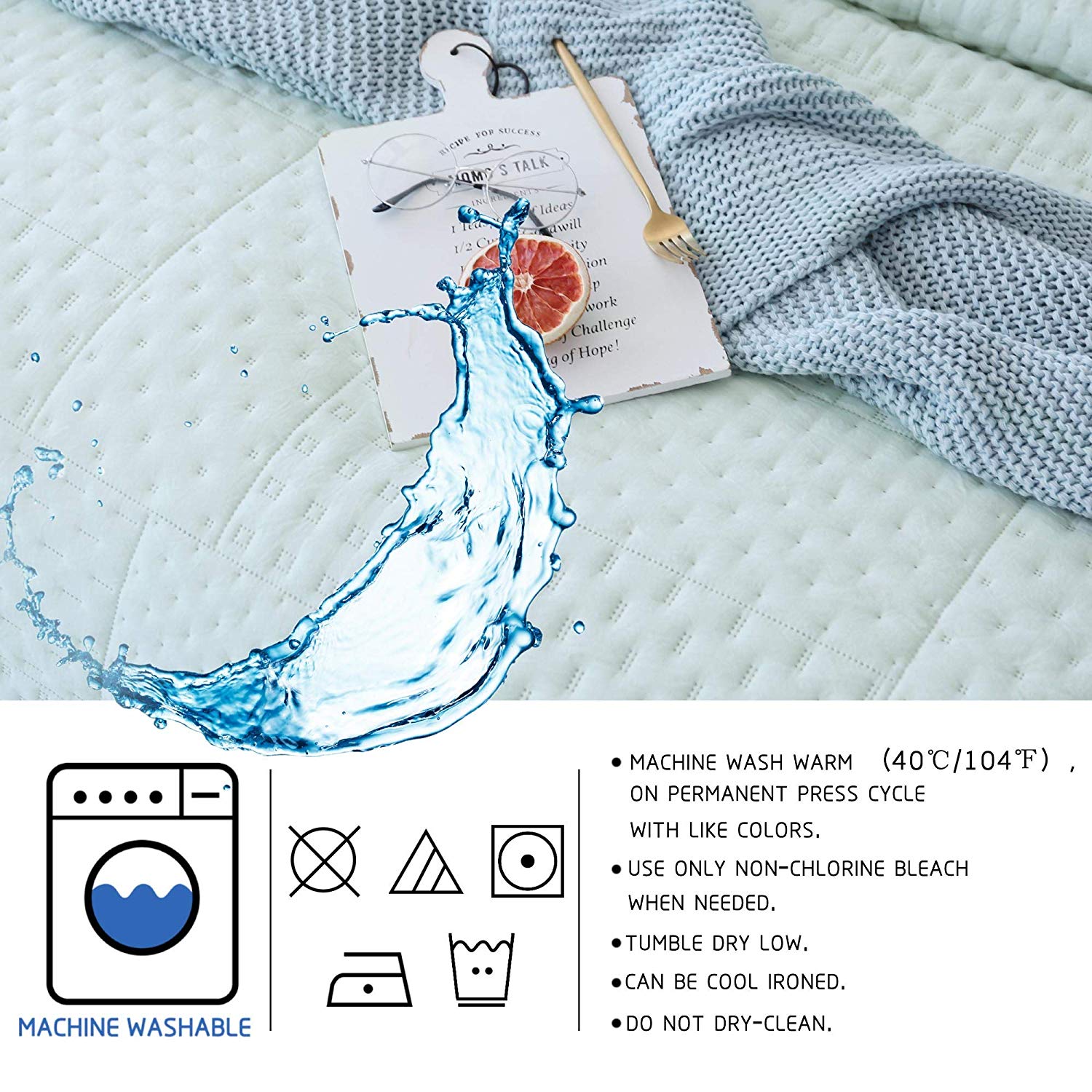 Mintorai All Season Contemporary Coverlet Quilt Set, Detailed Stitching, Green or Grey or Blue, Room Decor, Graduation Gifts