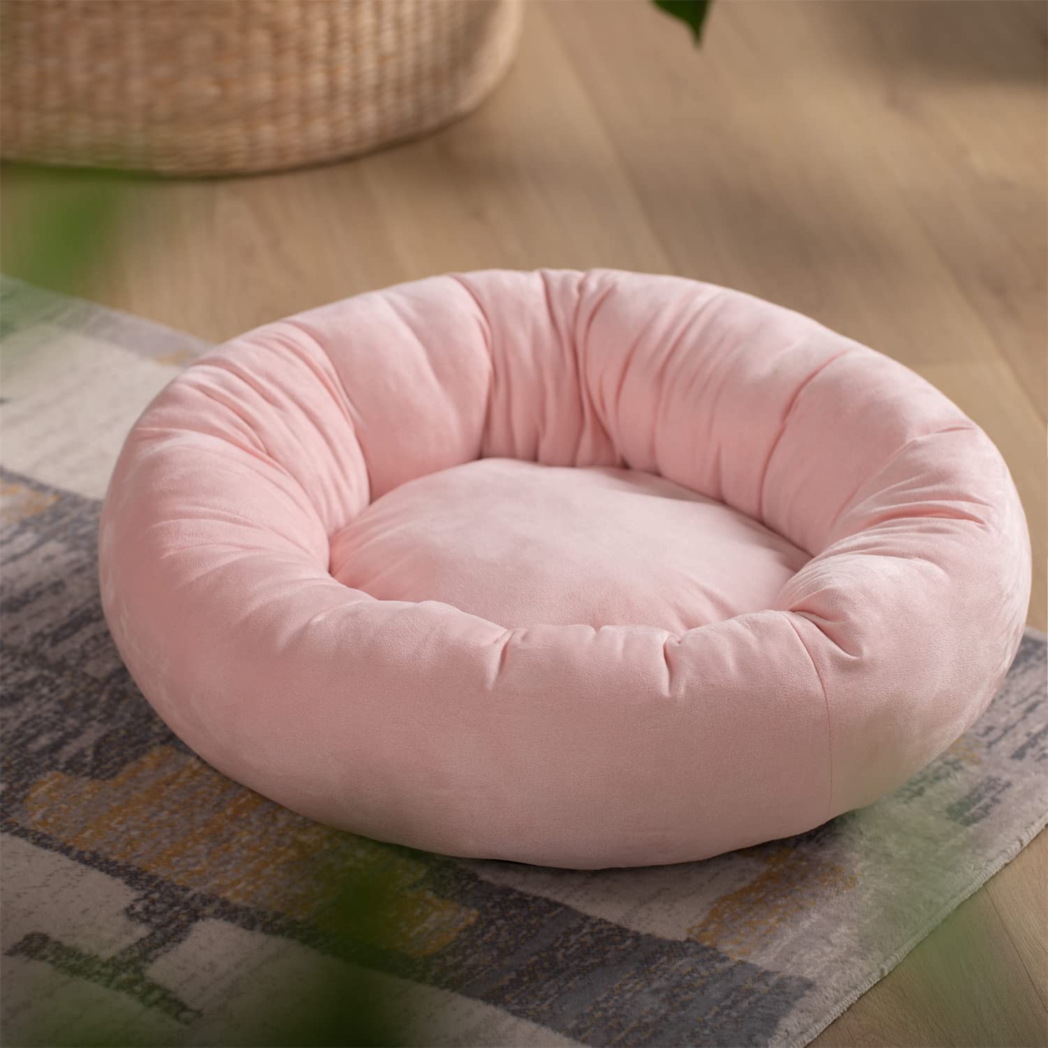 Mintorai Donut Design Round Dog Bed, Anti Slip and Machine Washable