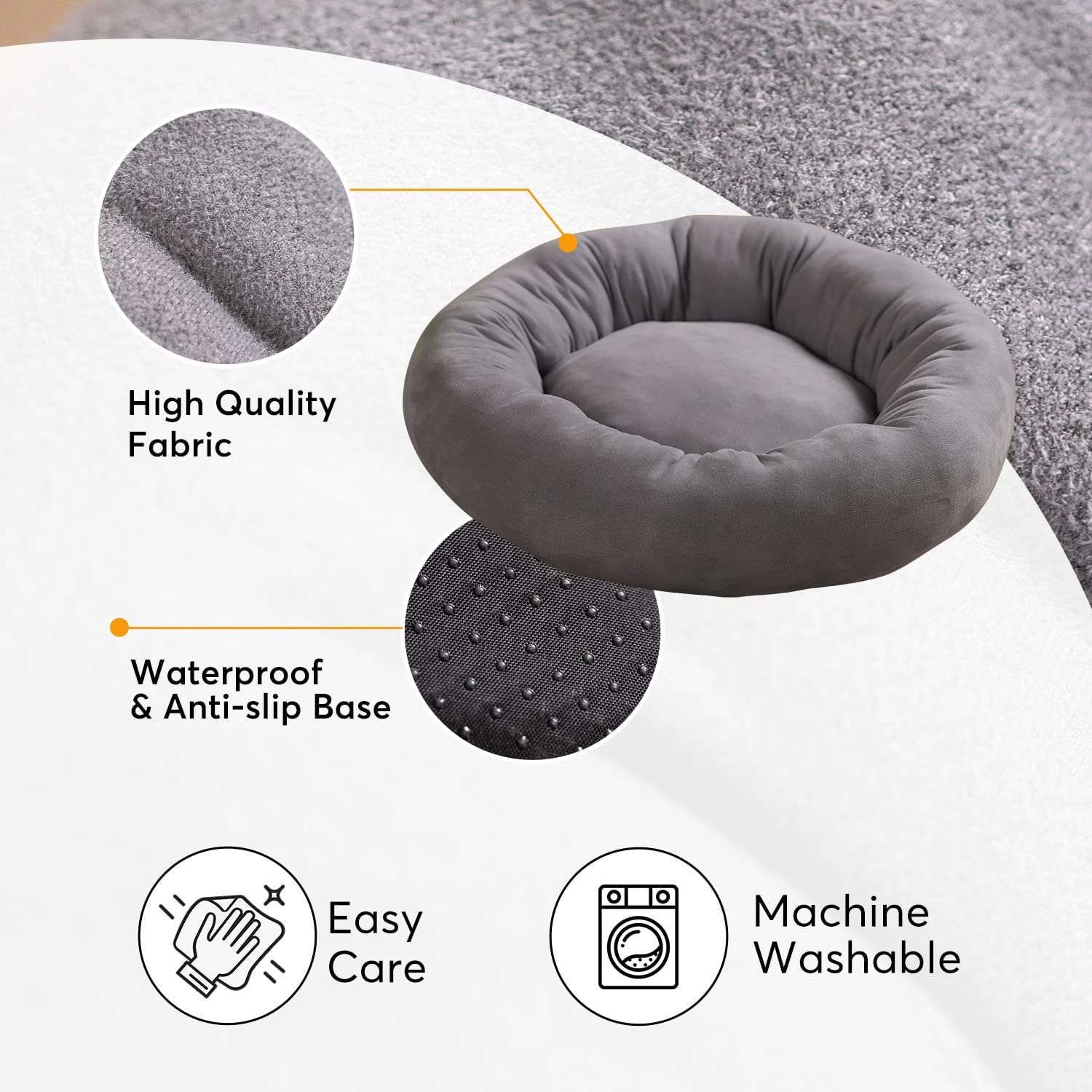 Mintorai Donut Design Round Dog Bed, Anti Slip and Machine Washable