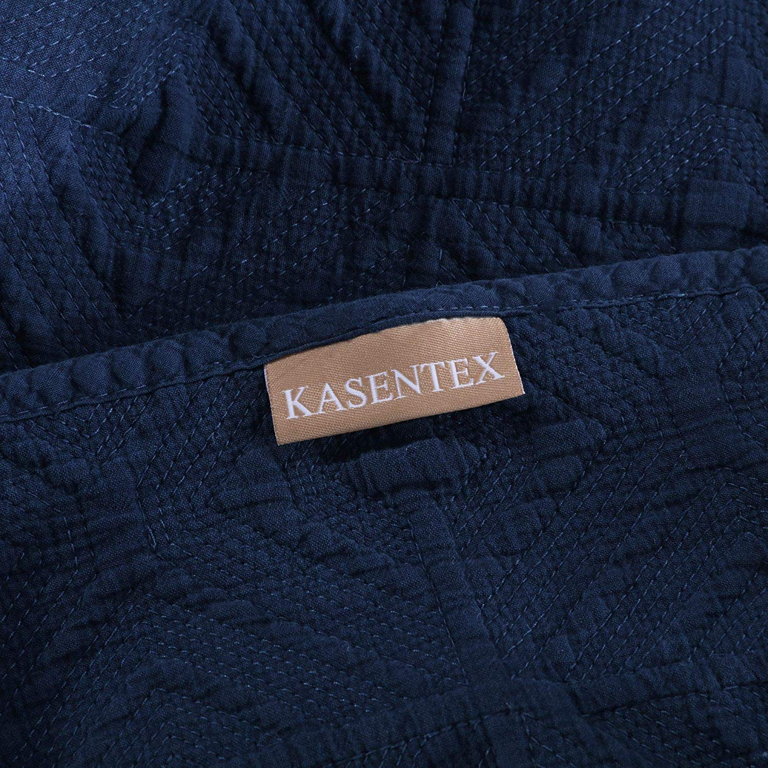 Mintorai Cozy Stonewashed Quilt Set, Navy Blue and White