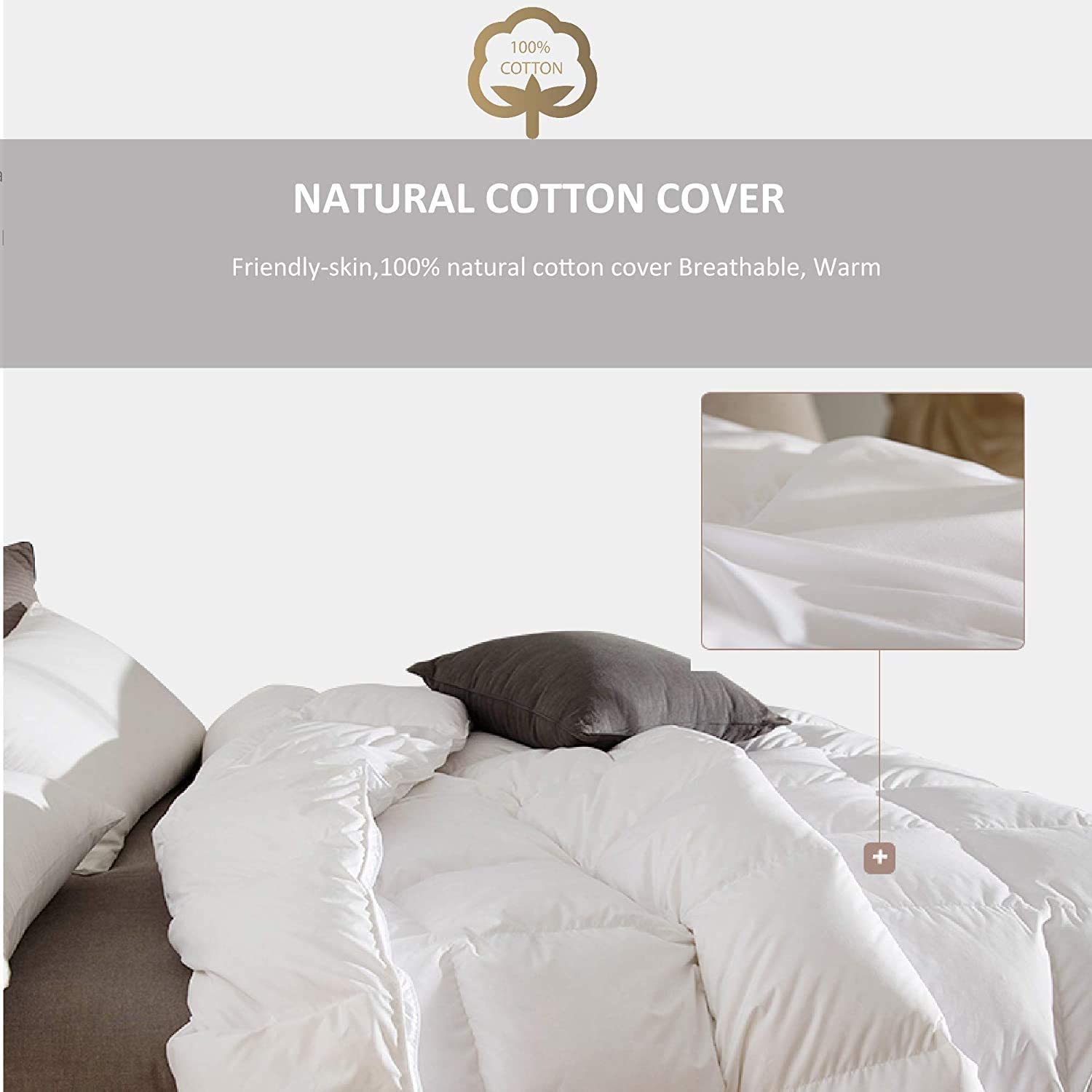 Mintorai Ultra Soft All Season Warm Winter Heavy Weights Down Comforter Duvet Insert, White