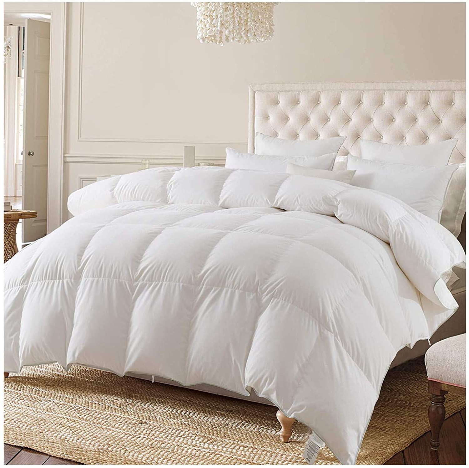 Mintorai All Season Ultra Soft Warm Winter Heavy Weights Down Comforter with Tabs, White, Twin, Queen, King