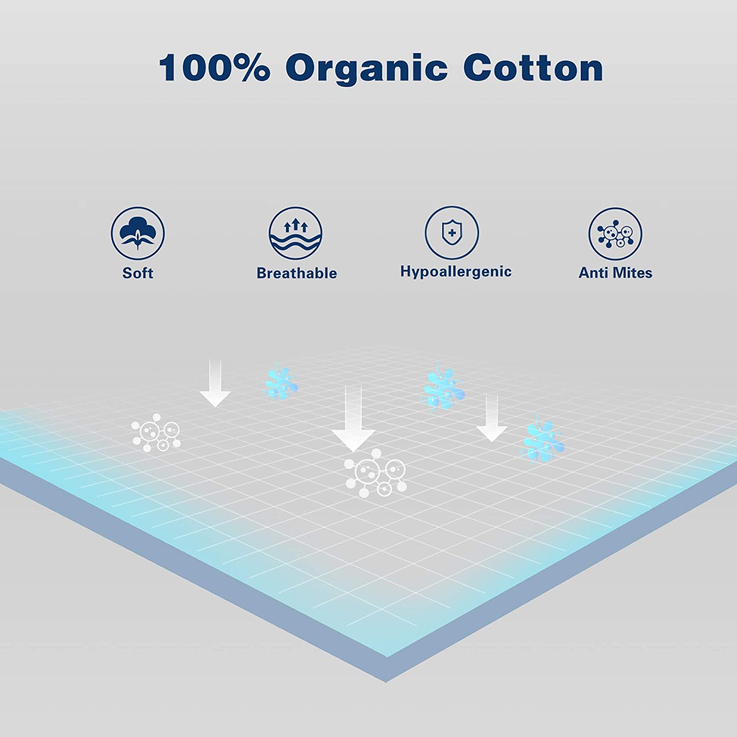 Mintorai 100% Organic Cotton Down Feather Bed Pillow, White