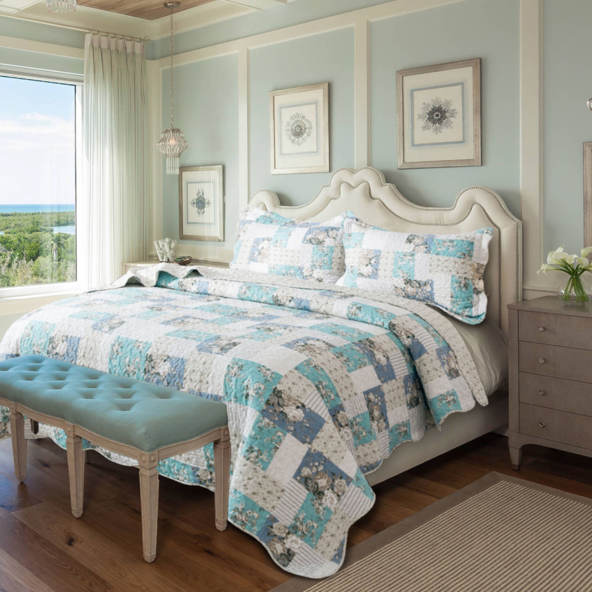 Mintorai Vintage Floral Country Chic Ultra Soft Quilt Set, Room Decor, Graduation Gifts