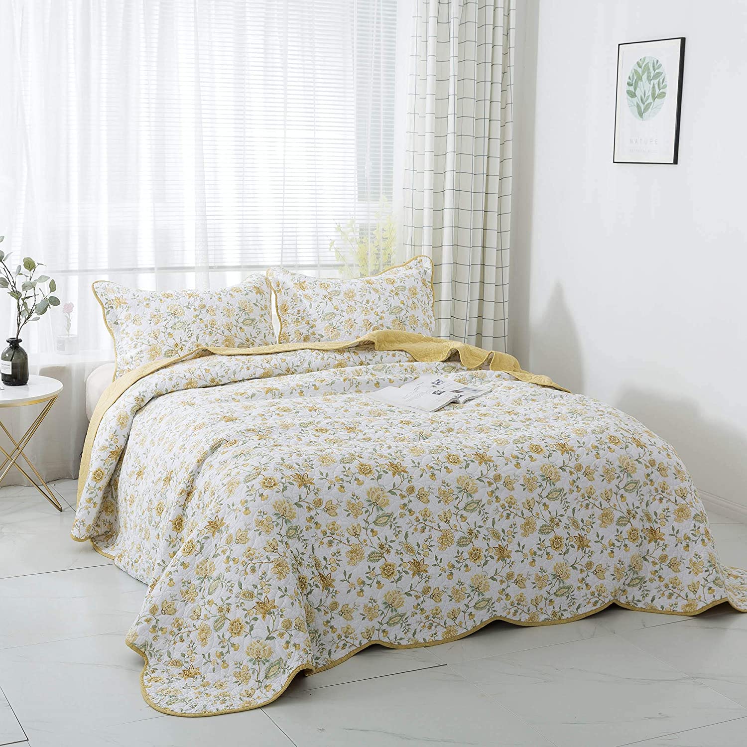 Mintorai 100% Cotton Summer Ultra Soft Floral Design 3 Piece Reversible Bedding Set, Room Decor, Graduation Gifts