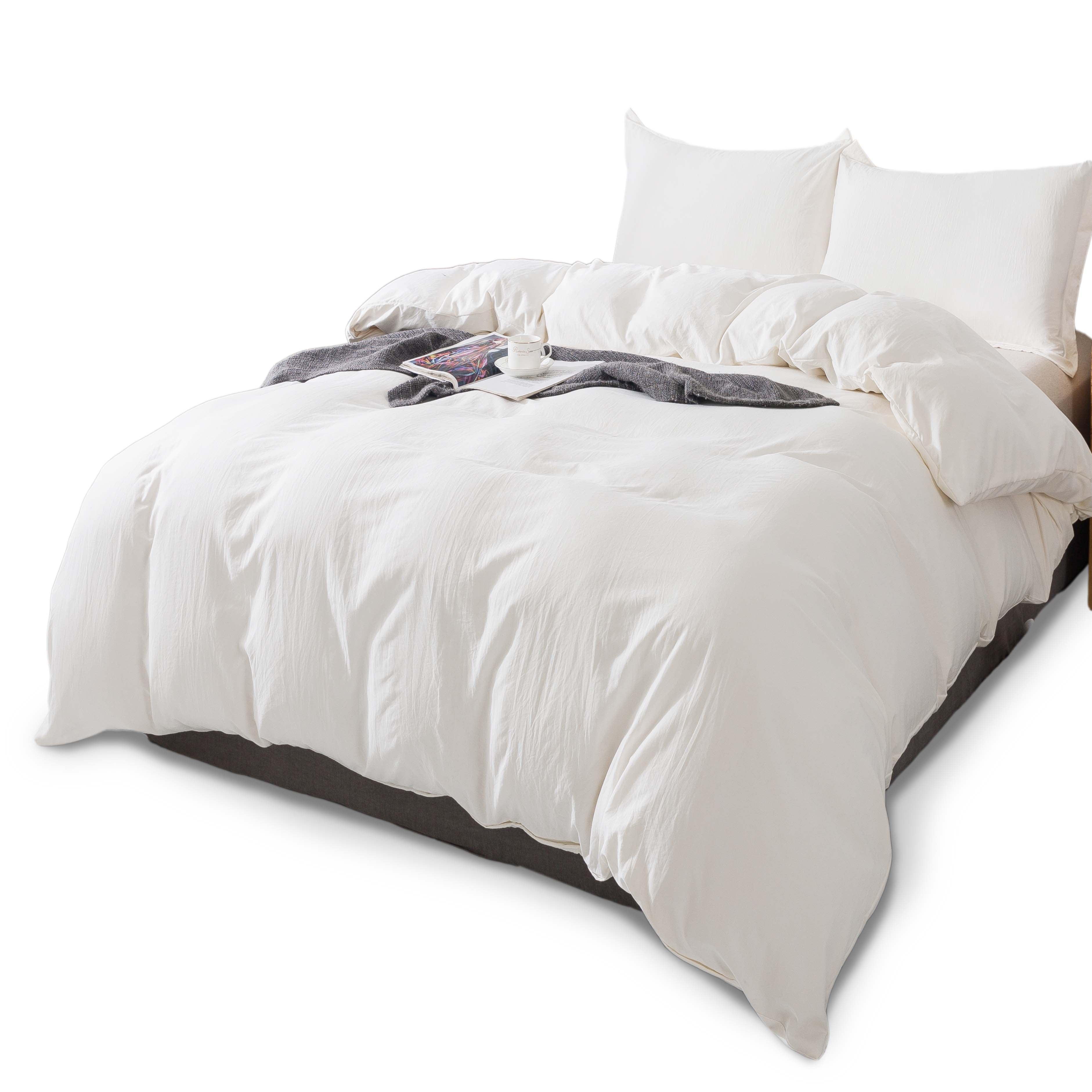 Mintorai 100% Cotton Summer All Season Ultra Soft Duvet Cover Set, Blue, Grey, Pink, White, Twin, Queen, King, Room Decor, Graduation Gifts