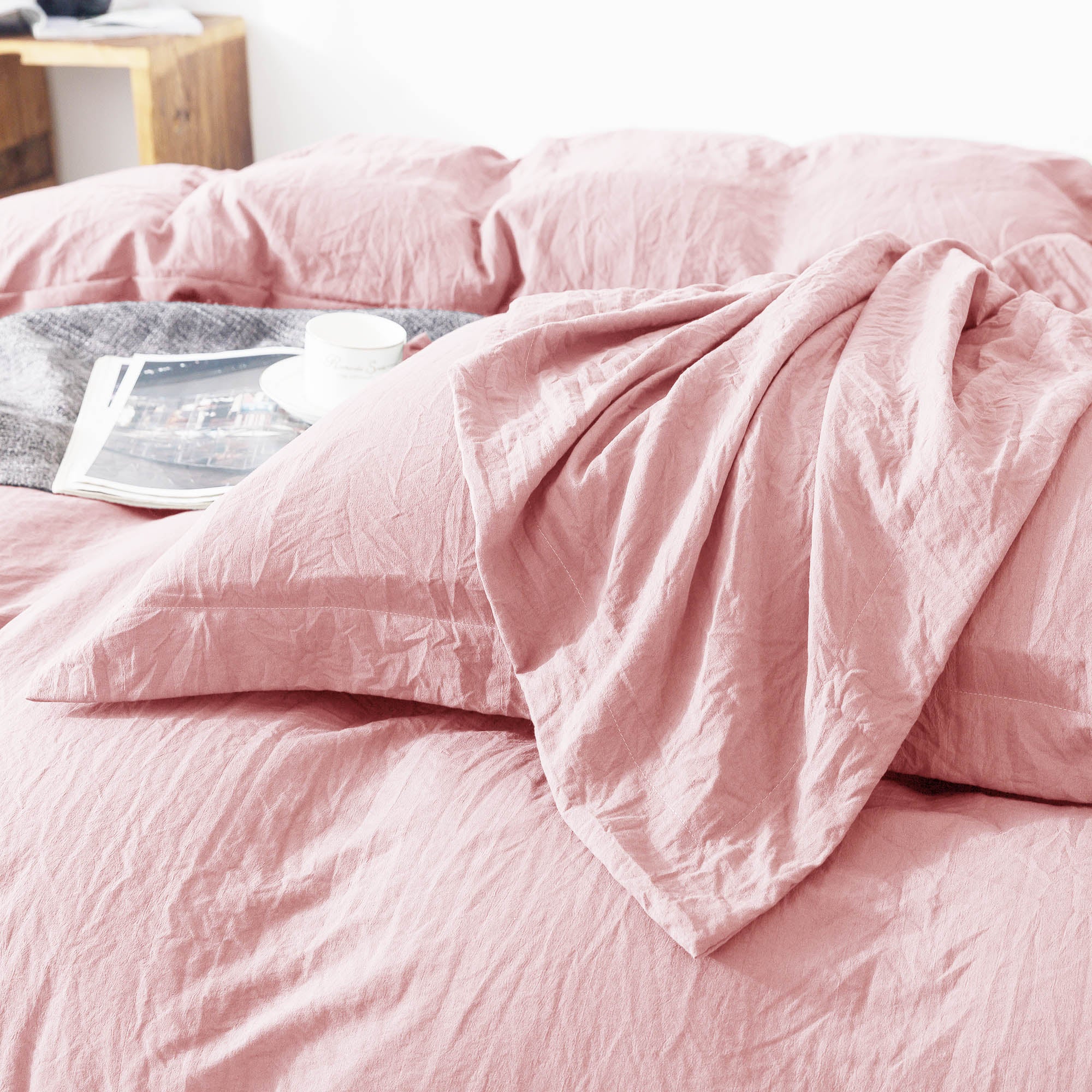 Mintorai Ultra Soft Corner Ties Duvet Cover Set with Shams, Baby Pink, Twin, Queen, King, Room Decor, Graduation Gifts